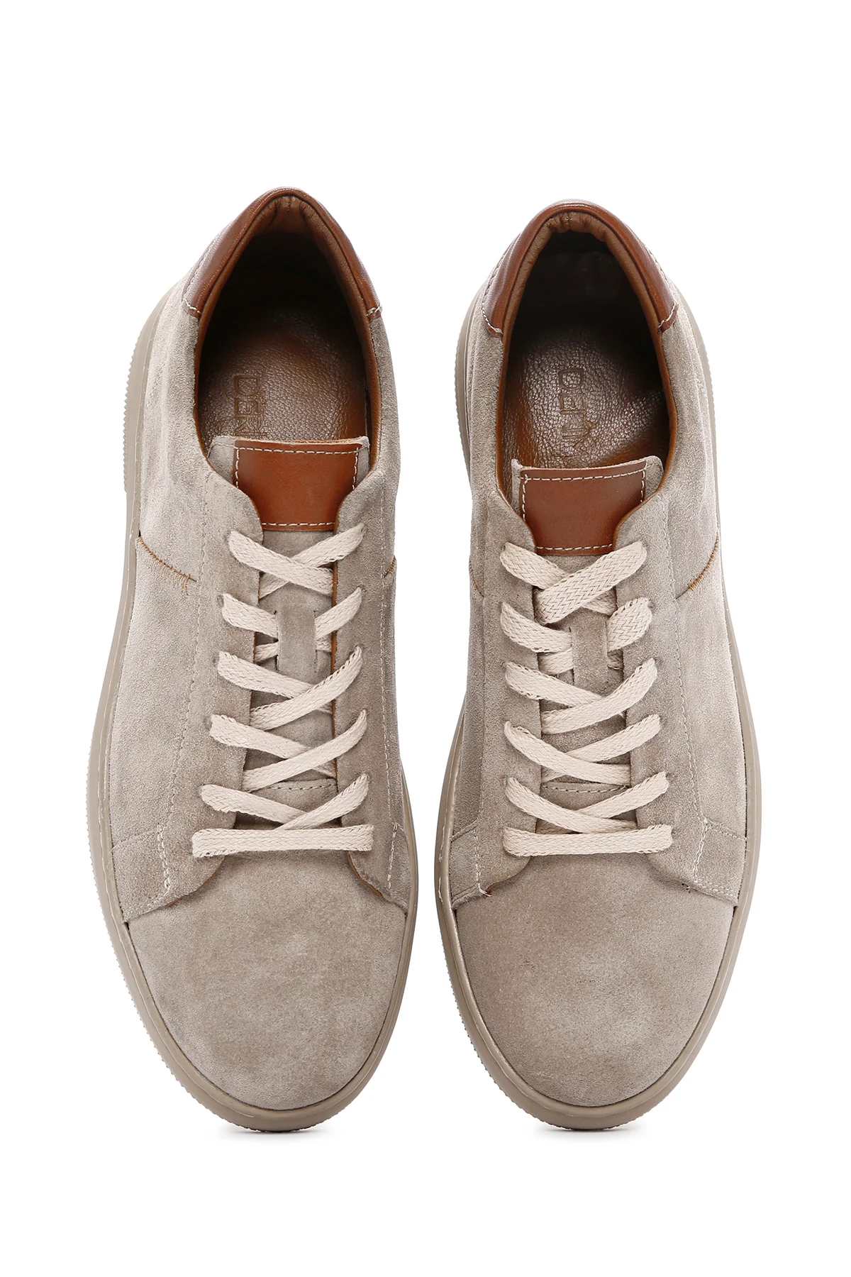 Erkek Vizon Bağcıklı Süet Deri Sneaker - Image 7