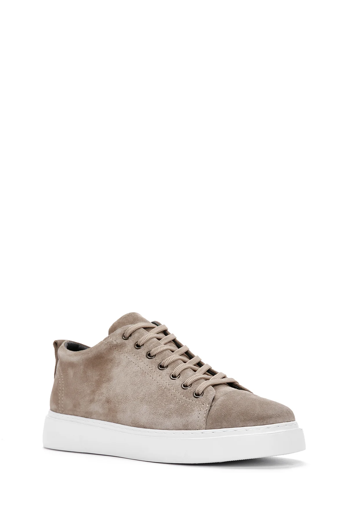 Erkek Vizon Bağcıklı Süet Deri Sneaker - Image 6