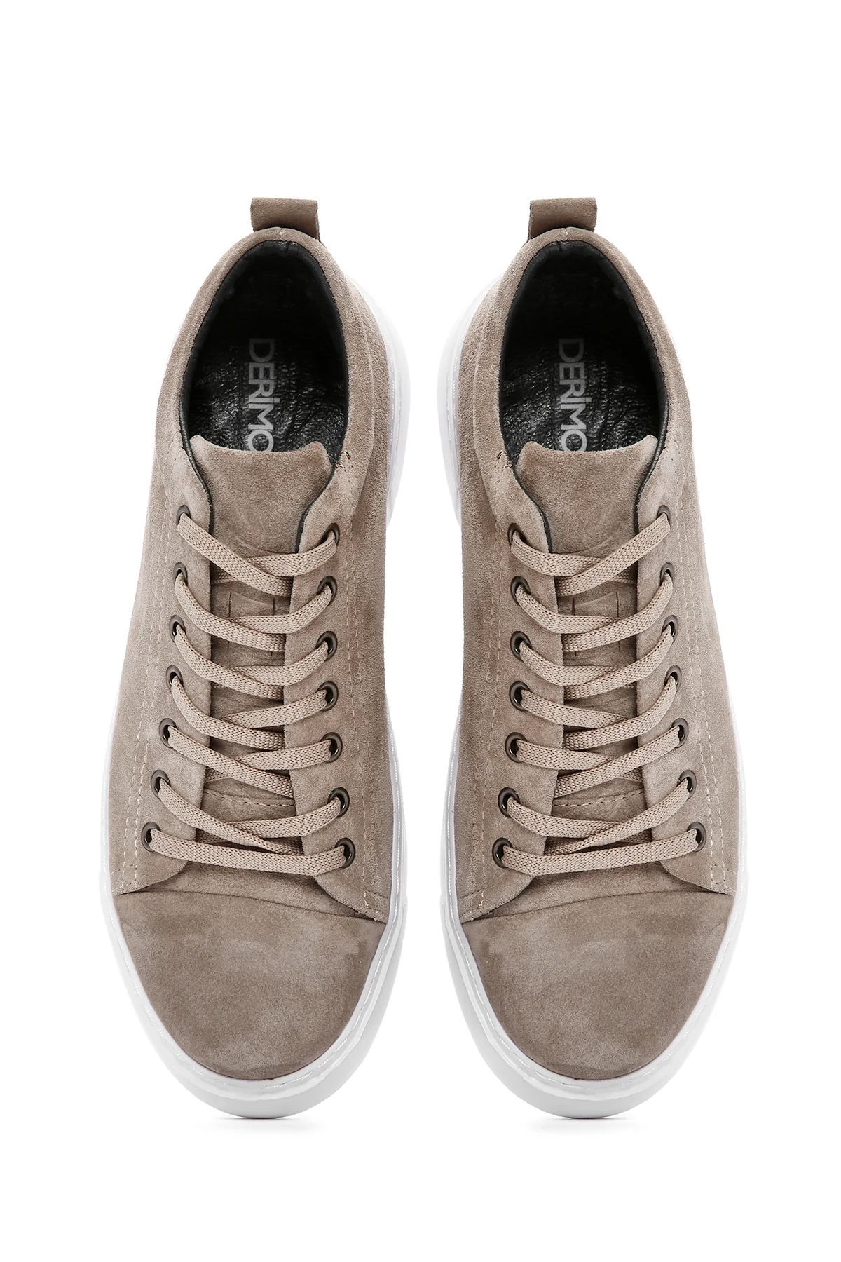 Erkek Vizon Bağcıklı Süet Deri Sneaker - Image 7