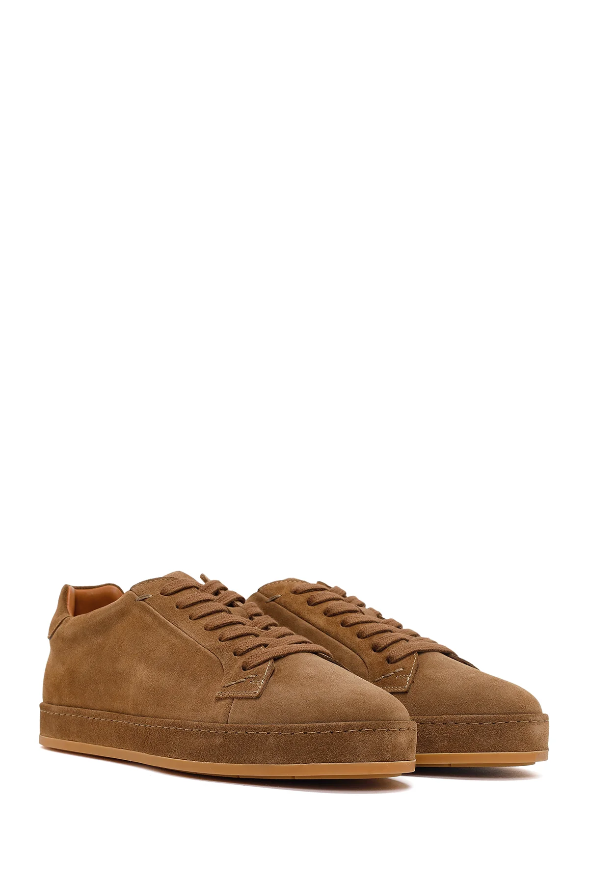 Erkek Vizon Bağcıklı Süet Deri Sneaker - Image 2