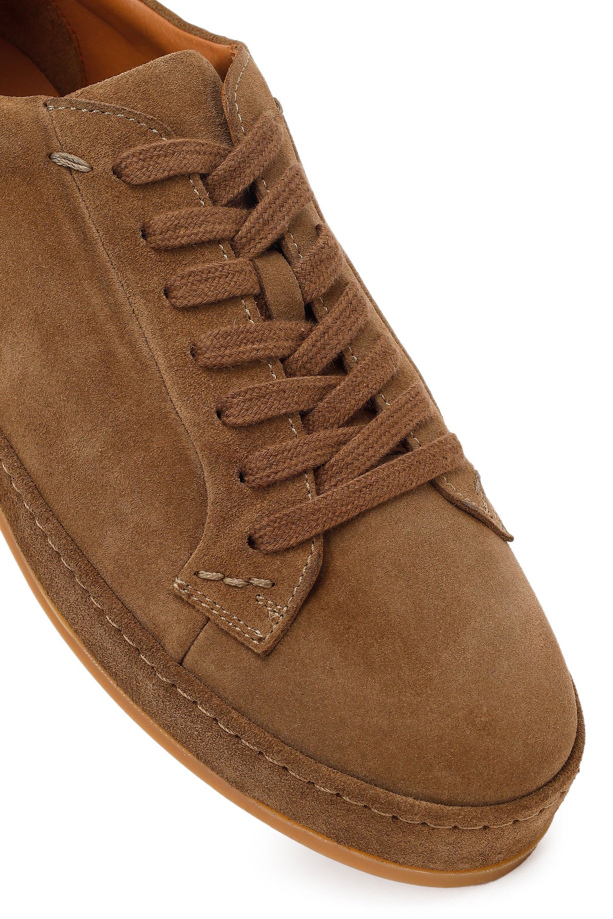 Erkek Vizon Bağcıklı Süet Deri Sneaker - Image 9