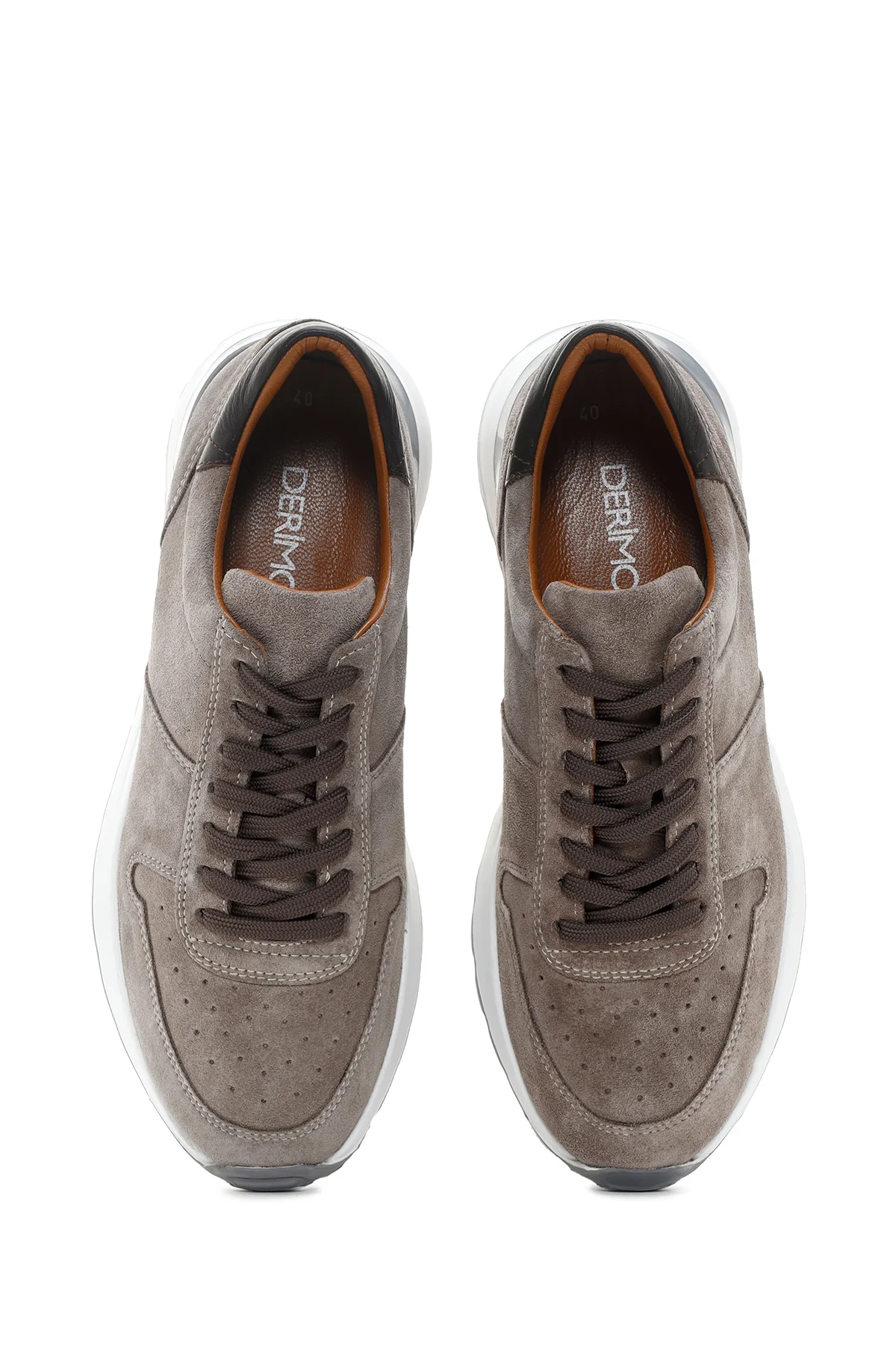 Erkek Vizon Deri Casual Sneaker - Image 6