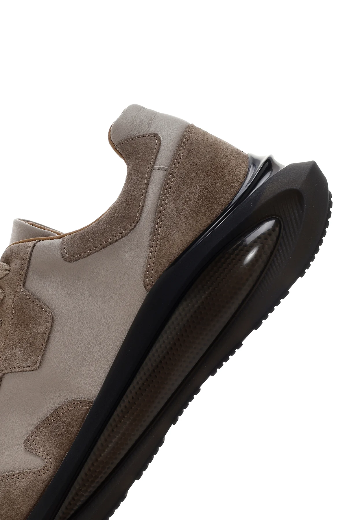 Erkek Vizon Kalın Tabanlı Bağcıklı Deri Sneaker - Image 7