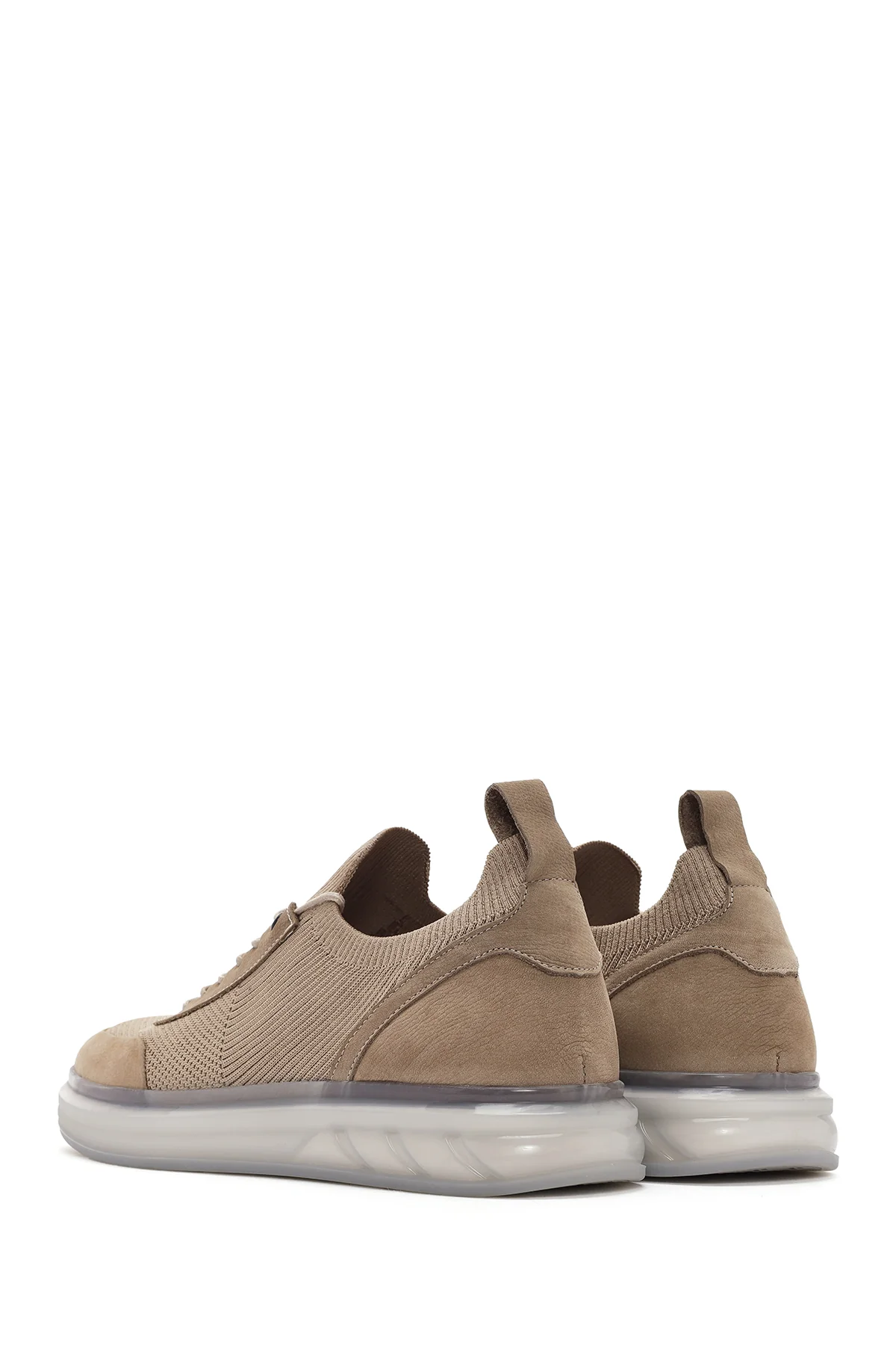 Erkek Vizon Kalın Tabanlı Bağcıklı Kumaş Sneaker - Image 5