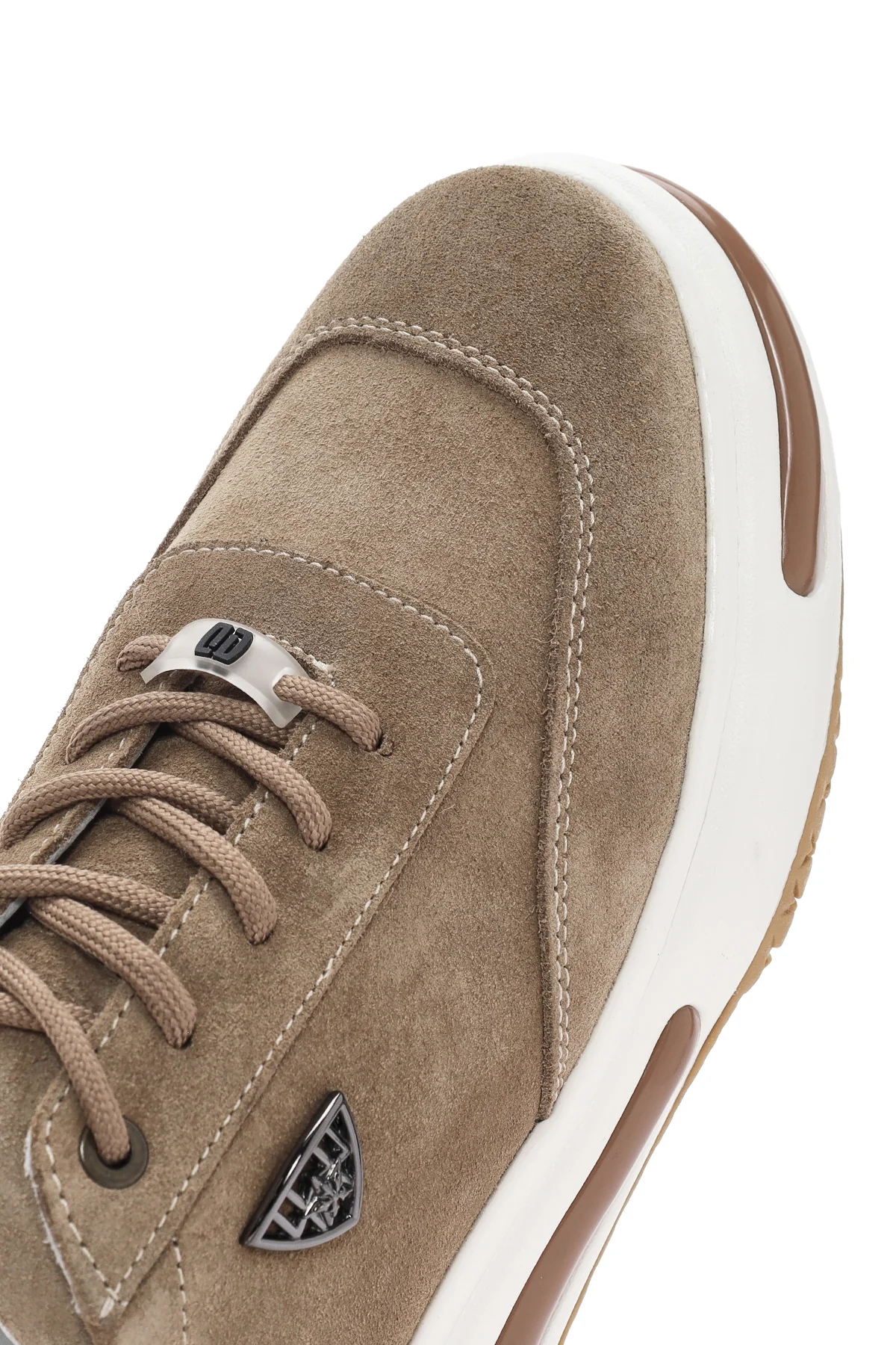 Erkek Vizon Kalın Tabanlı Bağcıklı Süet Deri Sneaker - Image 11