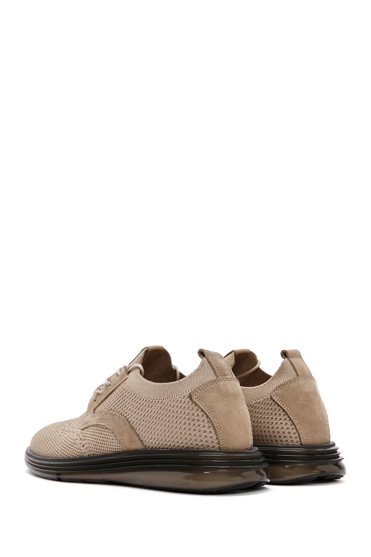 Erkek Vizon Kalın Tabanlı Nubuk Detaylı Bağcıklı Kumaş Sneaker - Image 5