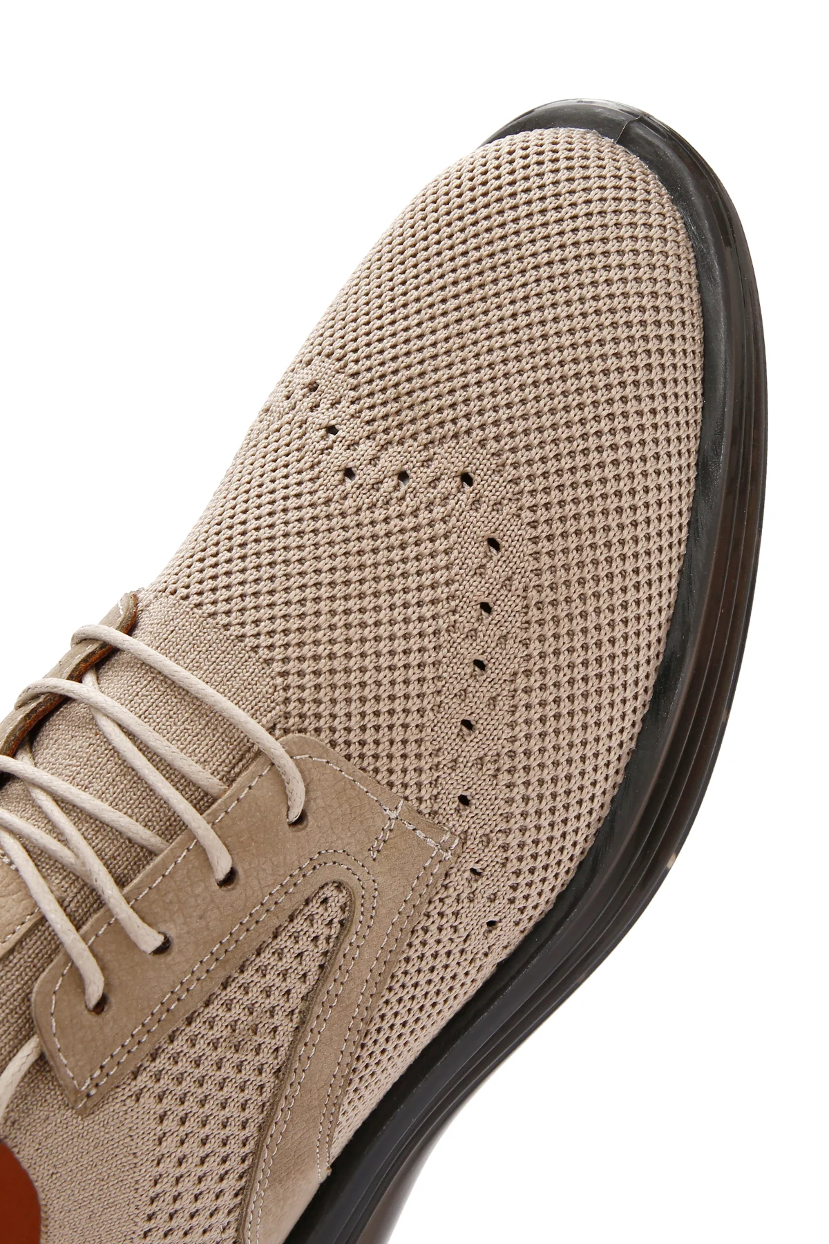 Erkek Vizon Kalın Tabanlı Nubuk Detaylı Bağcıklı Kumaş Sneaker - Image 9