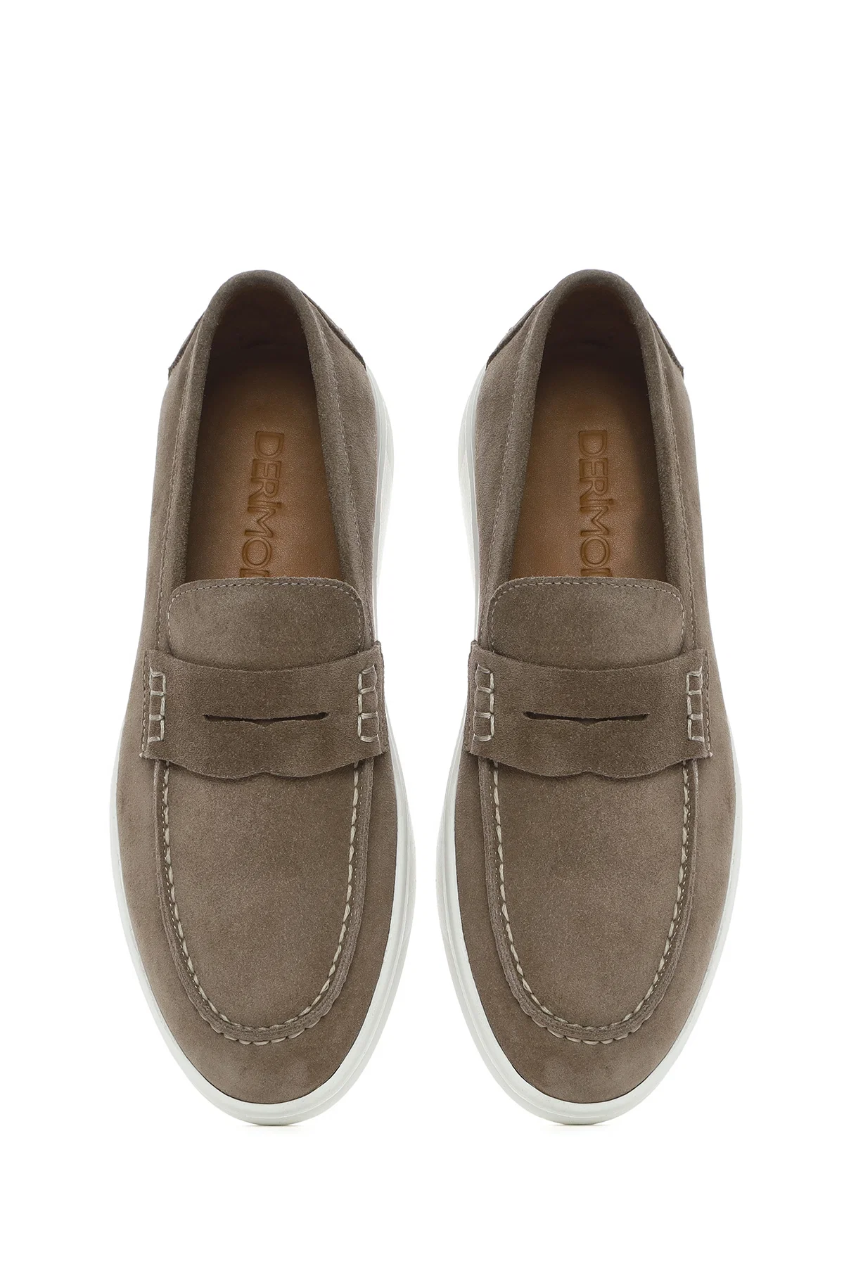 Erkek Vizon Kalın Tabanlı Süet Deri Casual Loafer - Image 7