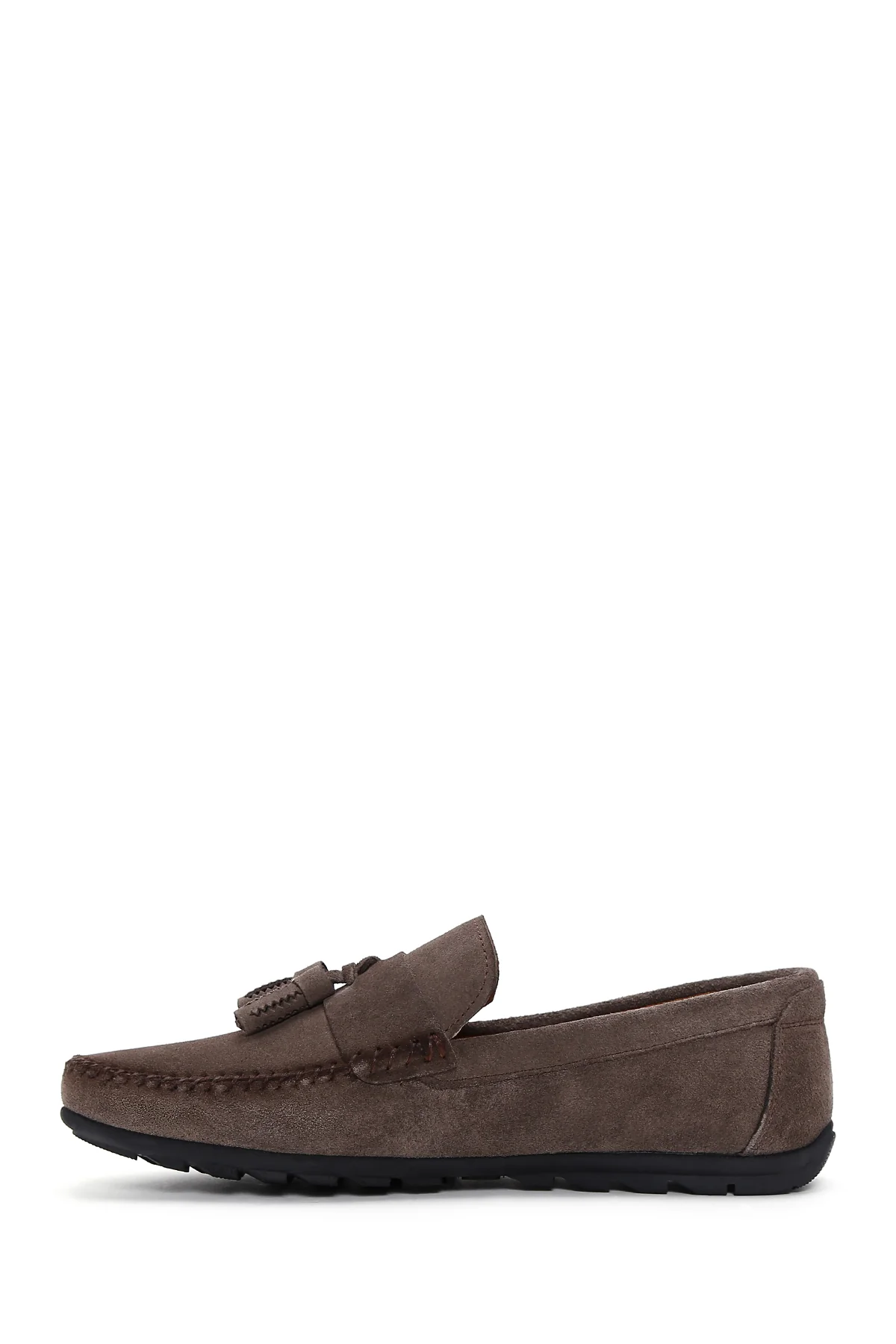 Erkek Vizon Püsküllü Süet Deri Casual Loafer - Image 2