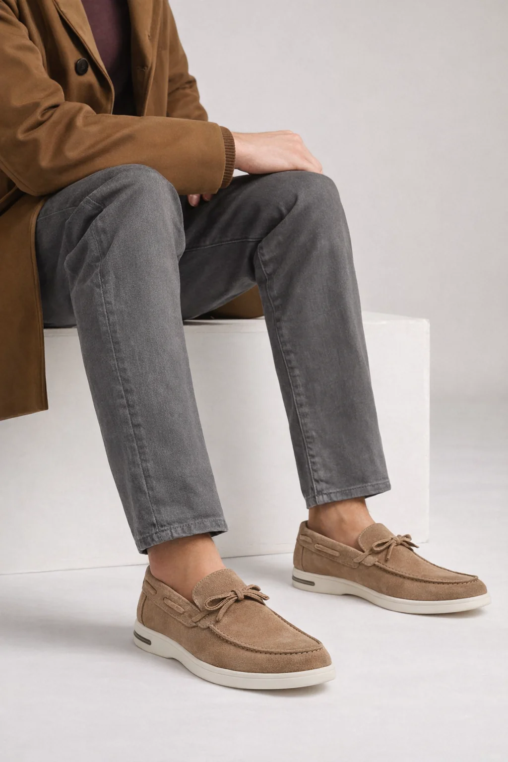 Erkek Vizon Süet Deri Casual Loafer - Image 2