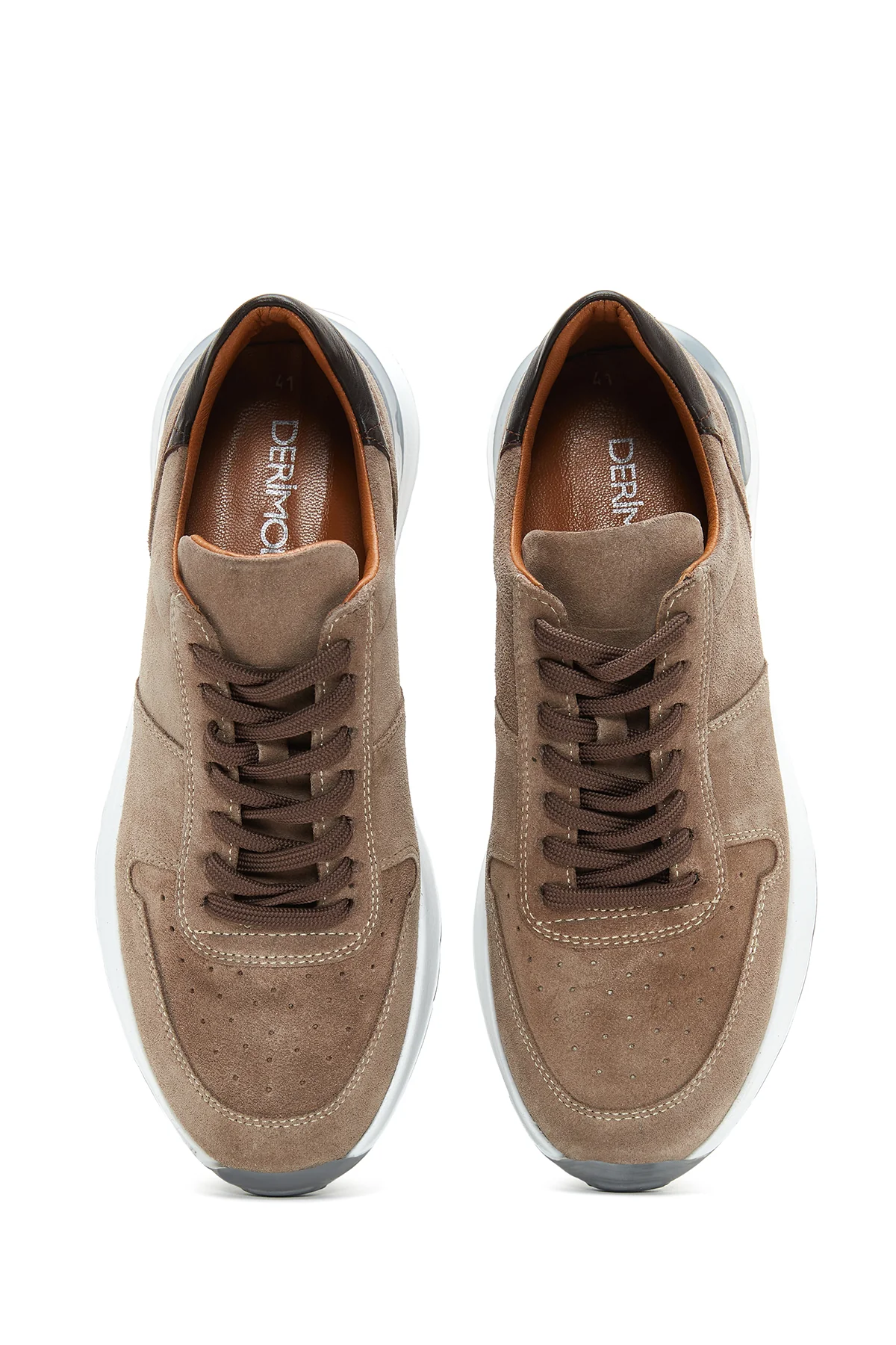 Erkek Vizon Süet Deri Sneaker - Image 6