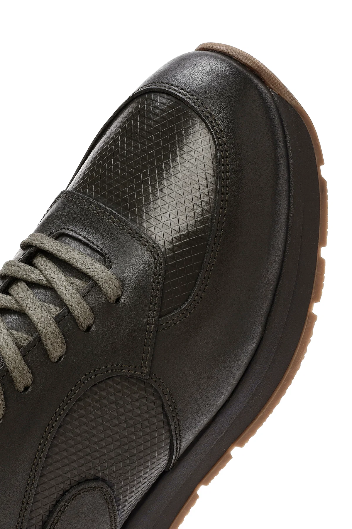 Erkek Yeşil Bağcıklı Deri Casual Sneaker - Image 9