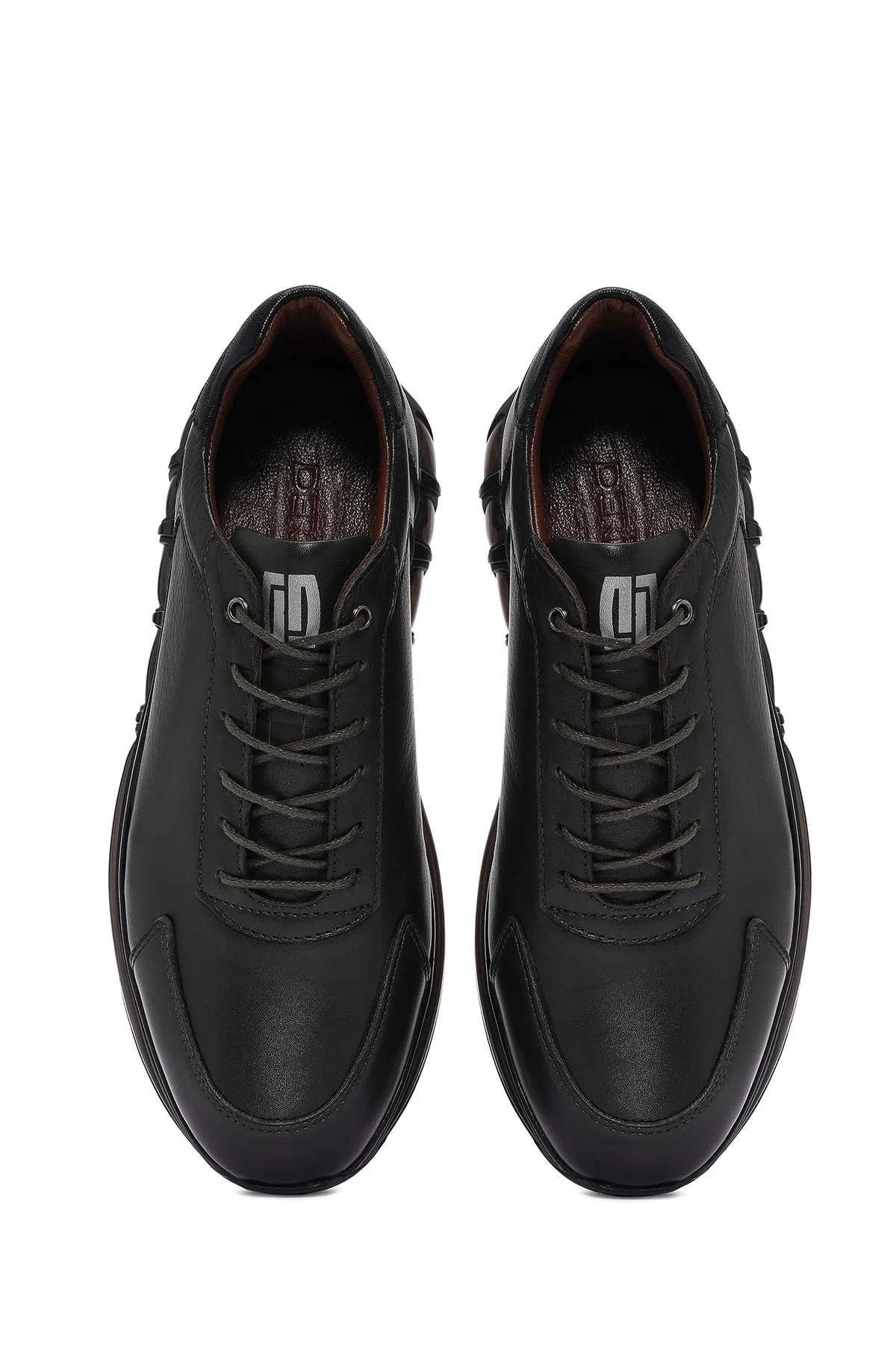 Erkek Yeşil Bağcıklı Deri Sneaker - Image 7