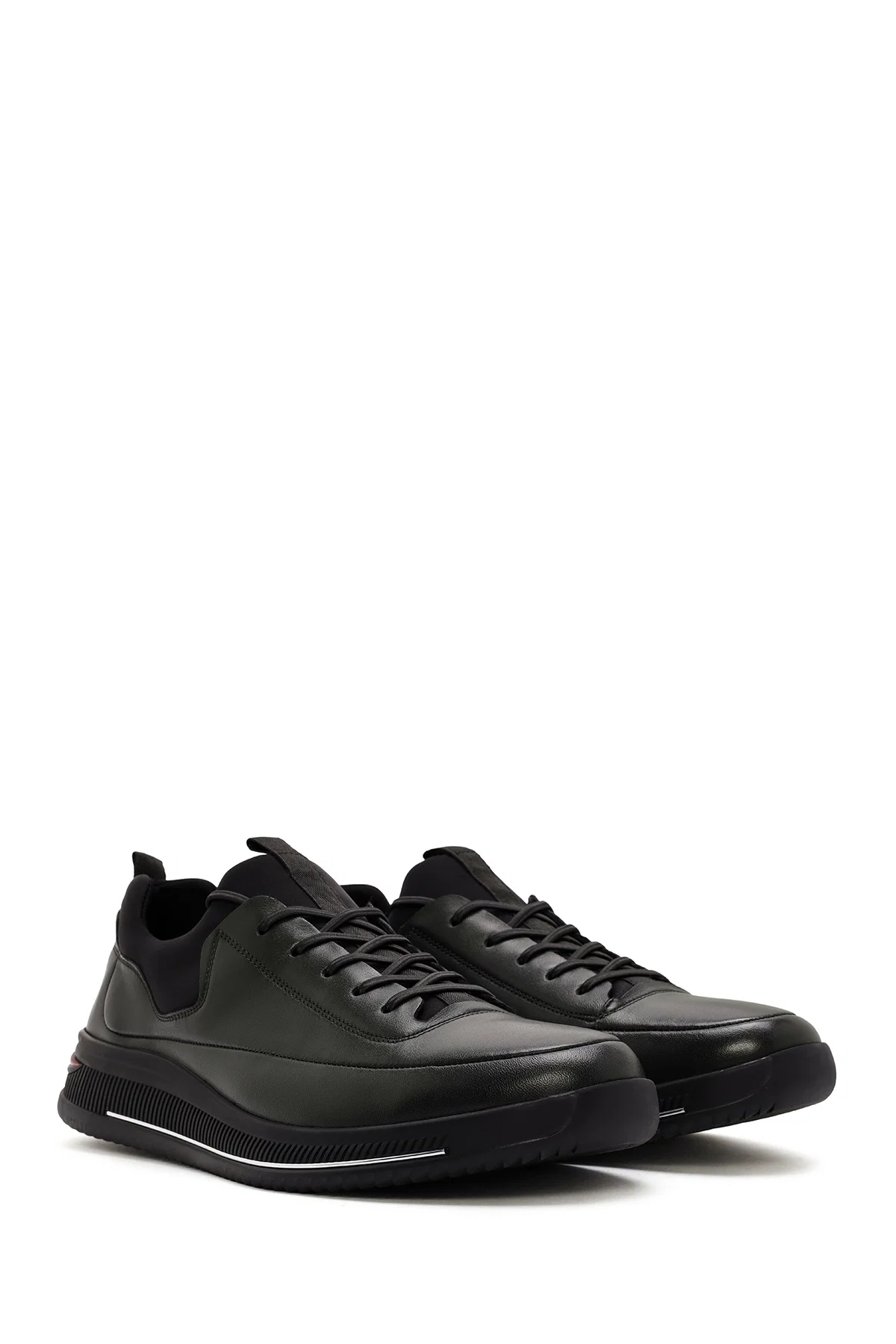 Erkek Yeşil Bağcıklı Deri Sneaker - Image 3