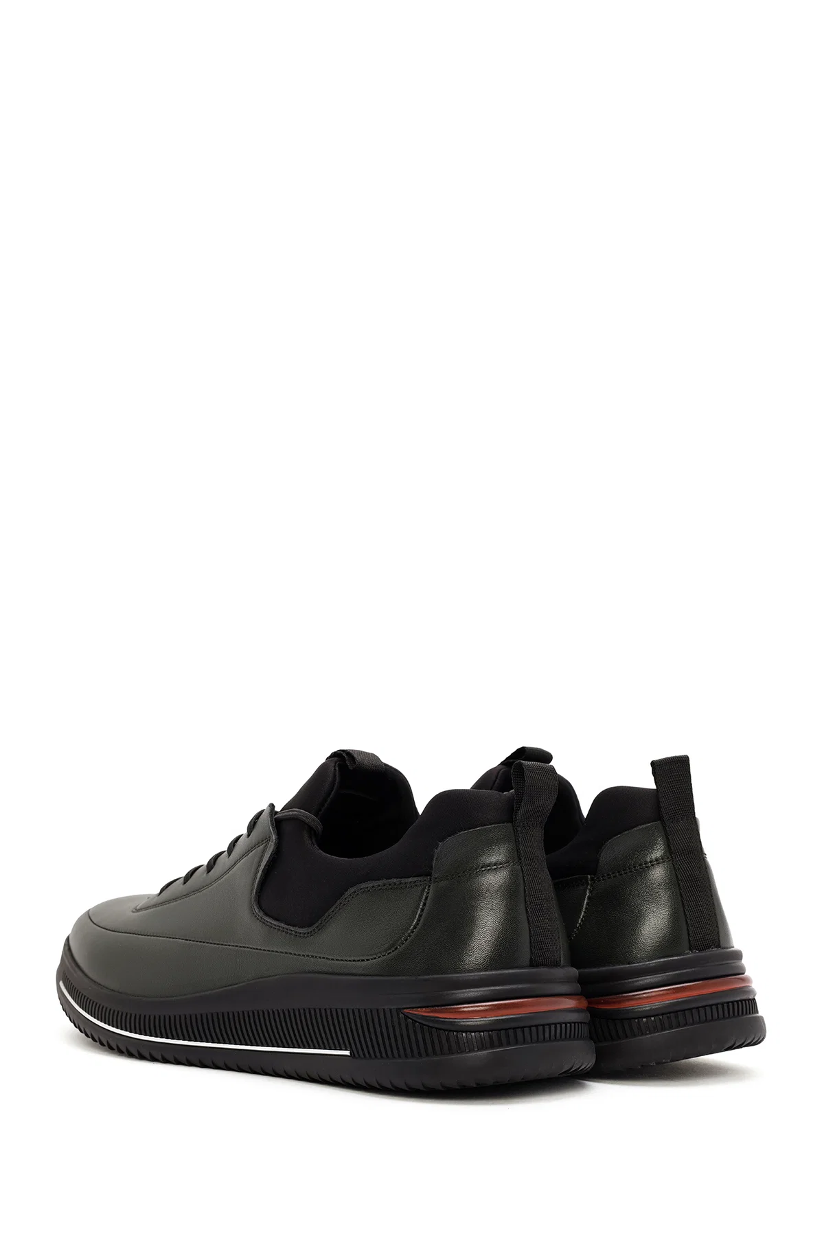 Erkek Yeşil Bağcıklı Deri Sneaker - Image 5