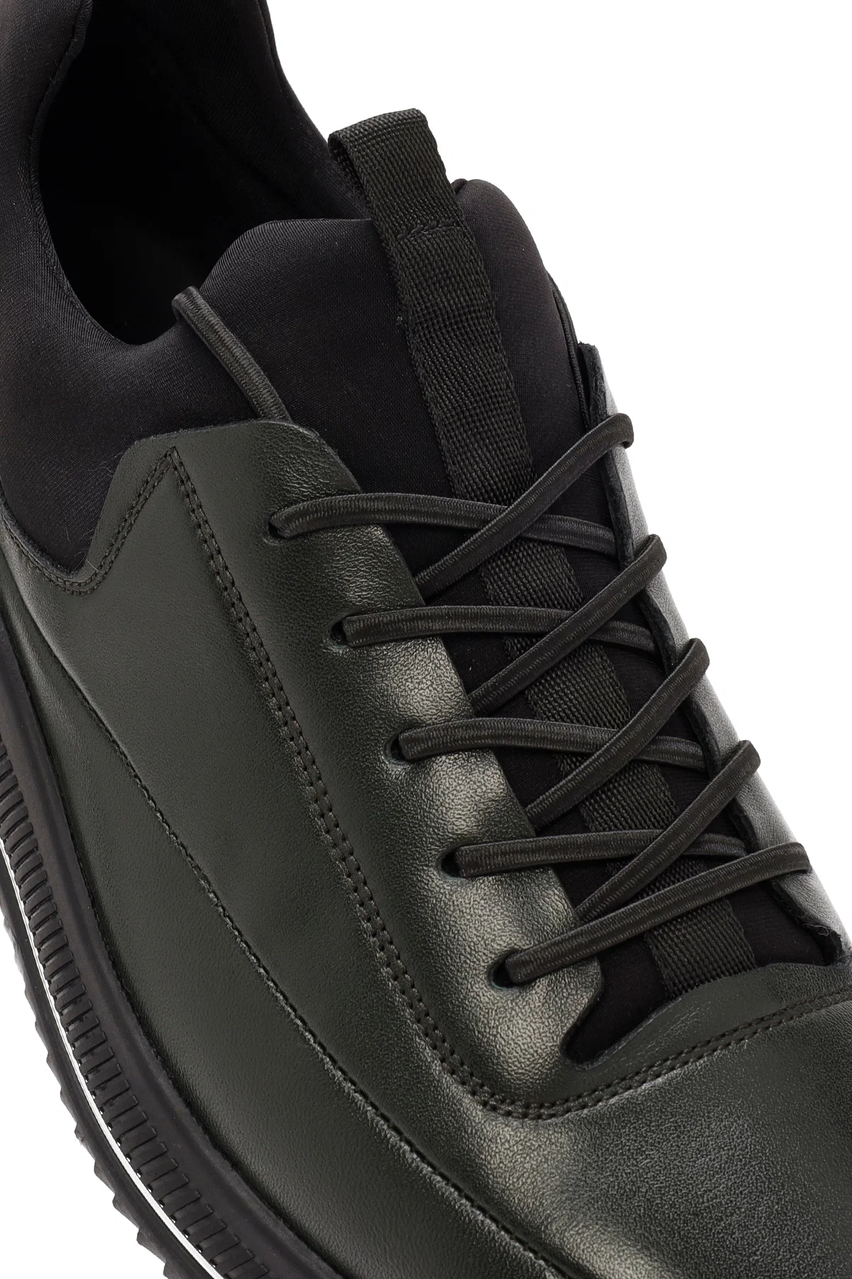 Erkek Yeşil Bağcıklı Deri Sneaker - Image 9