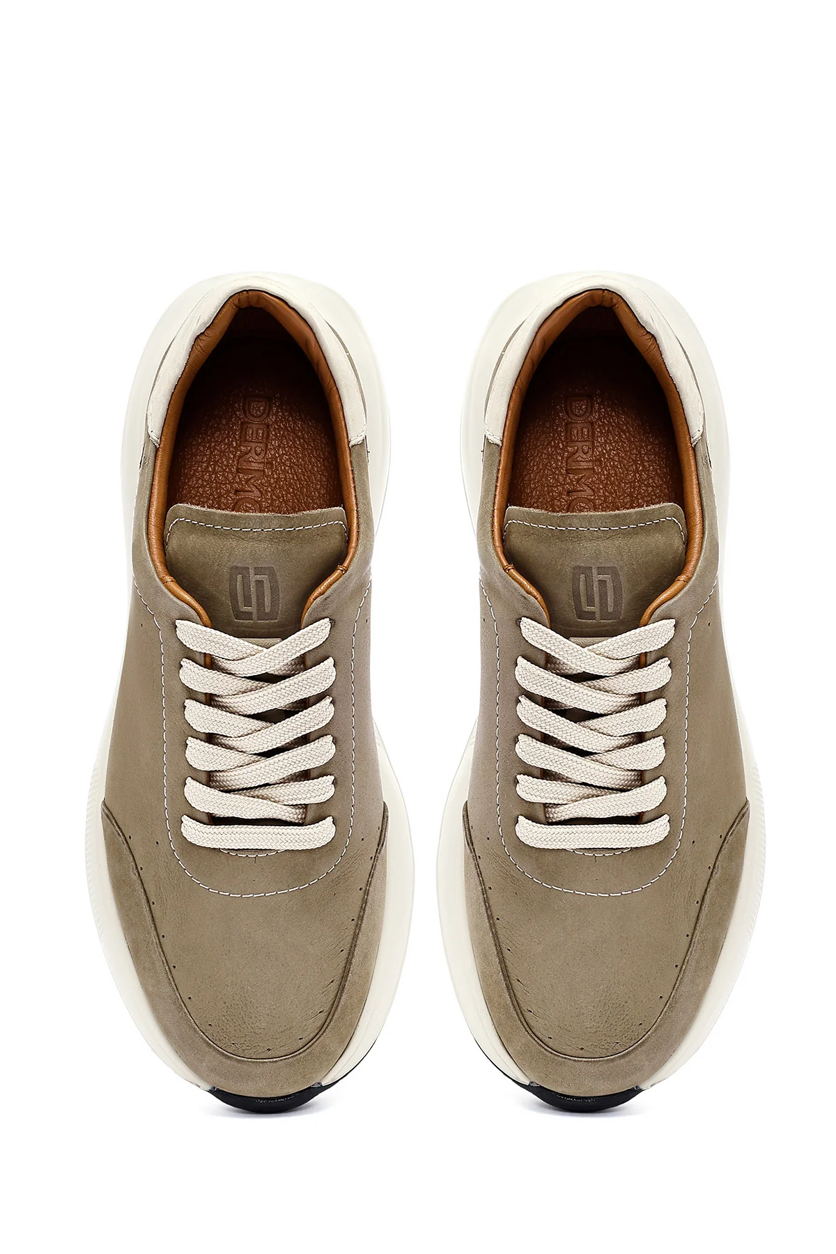 Erkek Yeşil Bağcıklı Kalın Tabanlı Nubuk Deri Sneaker - Image 7