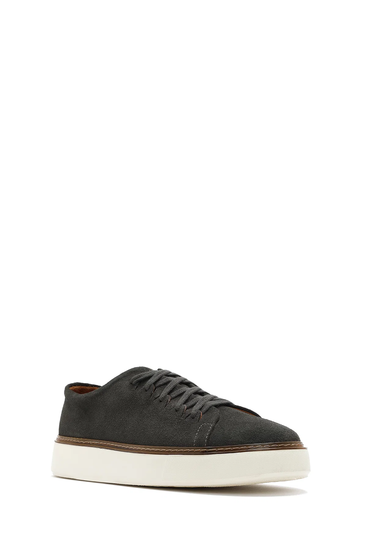 Erkek Yeşil Bağcıklı Kalın Tabanlı Süet Deri Sneaker - Image 6