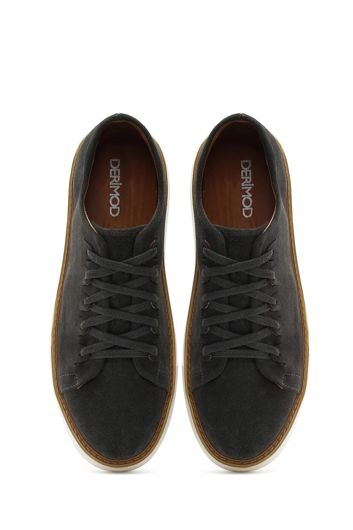 Erkek Yeşil Bağcıklı Kalın Tabanlı Süet Deri Sneaker - Image 7