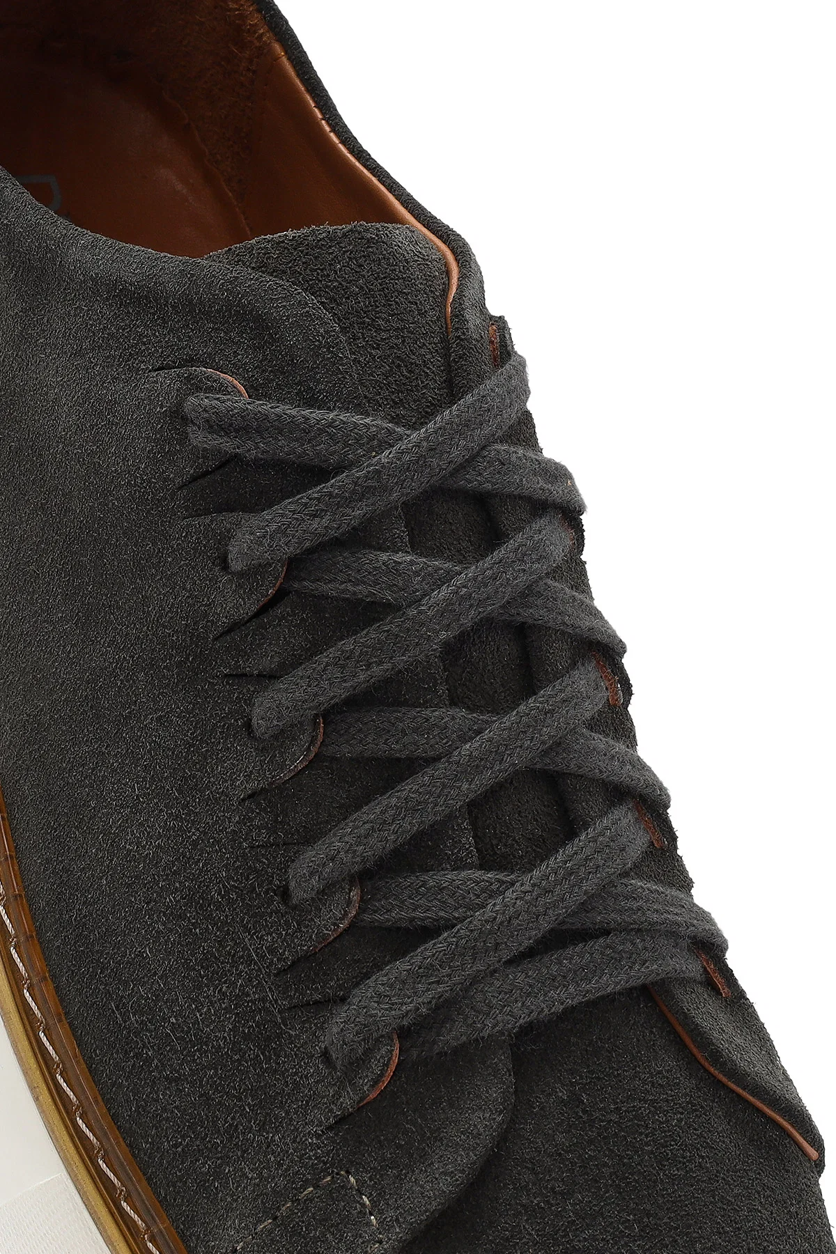 Erkek Yeşil Bağcıklı Kalın Tabanlı Süet Deri Sneaker - Image 8
