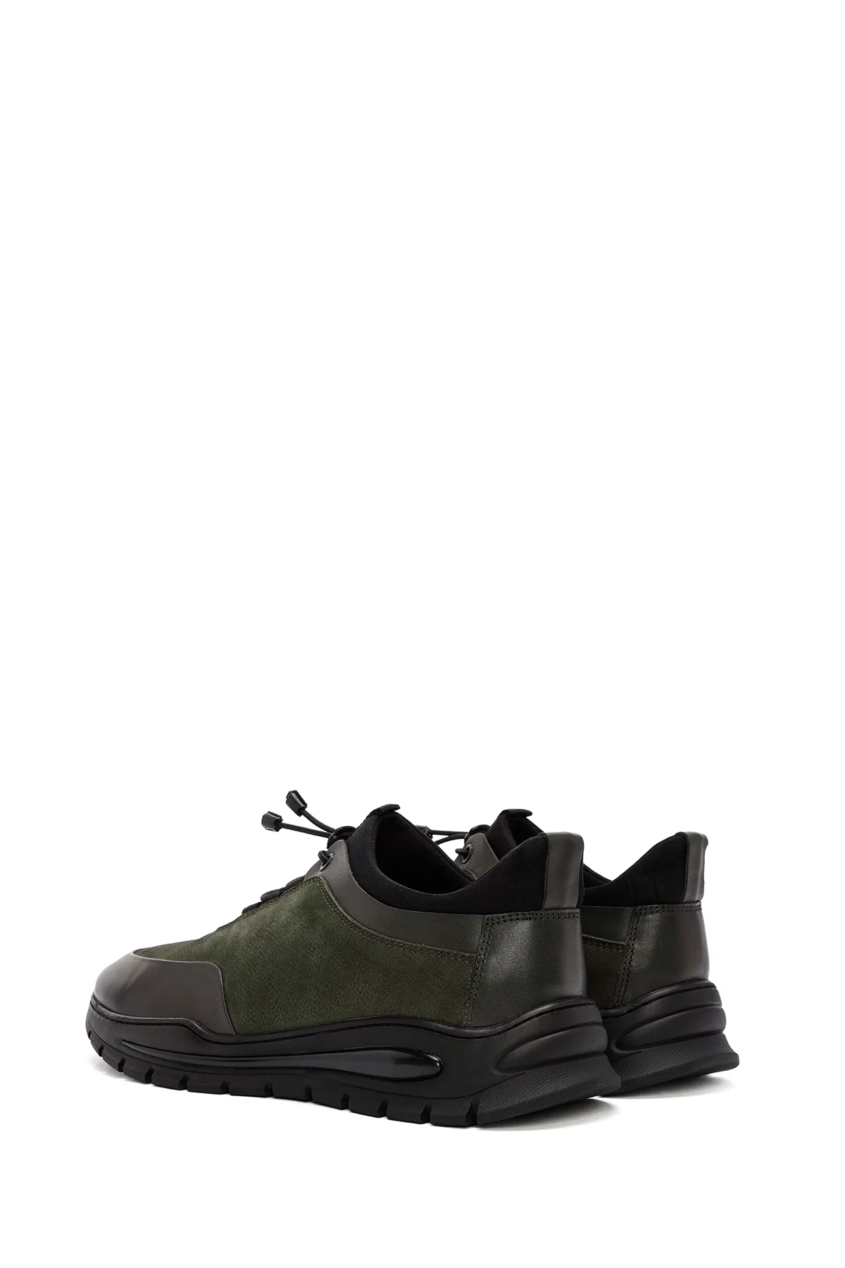 Erkek Yeşil Bağcıklı Nubuk Deri Casual Sneaker - Image 5