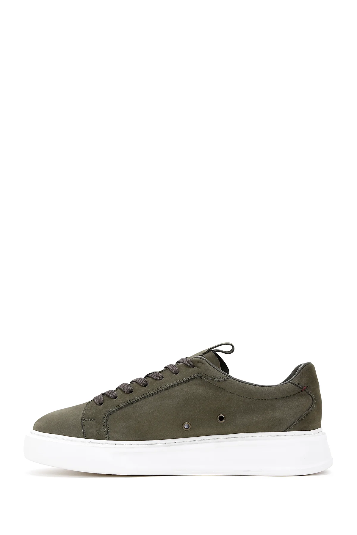 Erkek Yeşil Bağcıklı Nubuk Deri Sneaker - Image 2