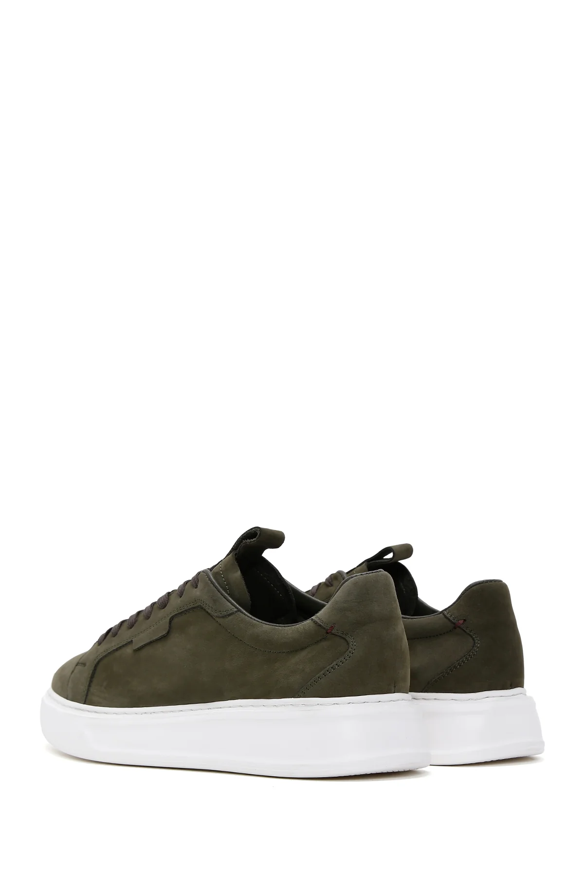 Erkek Yeşil Bağcıklı Nubuk Deri Sneaker - Image 5