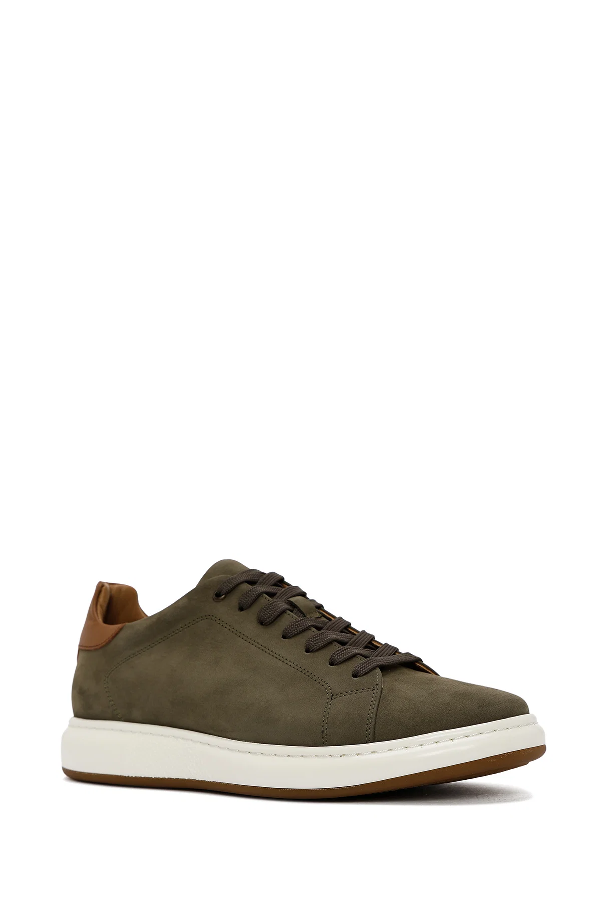 Erkek Yeşil Bağcıklı Nubuk Deri Sneaker - Image 7