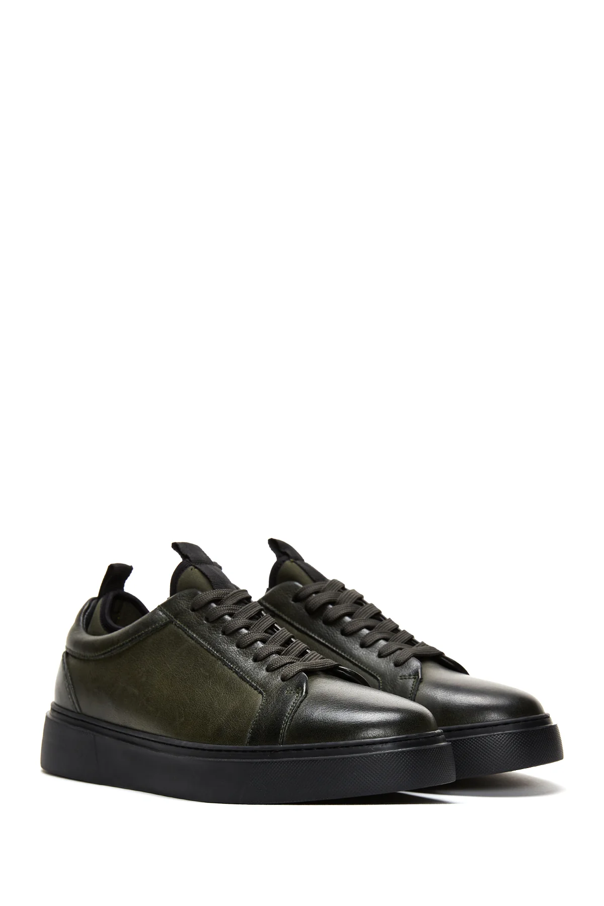 Erkek Yeşil Deri Kalın Tabanlı Sneaker - Image 3