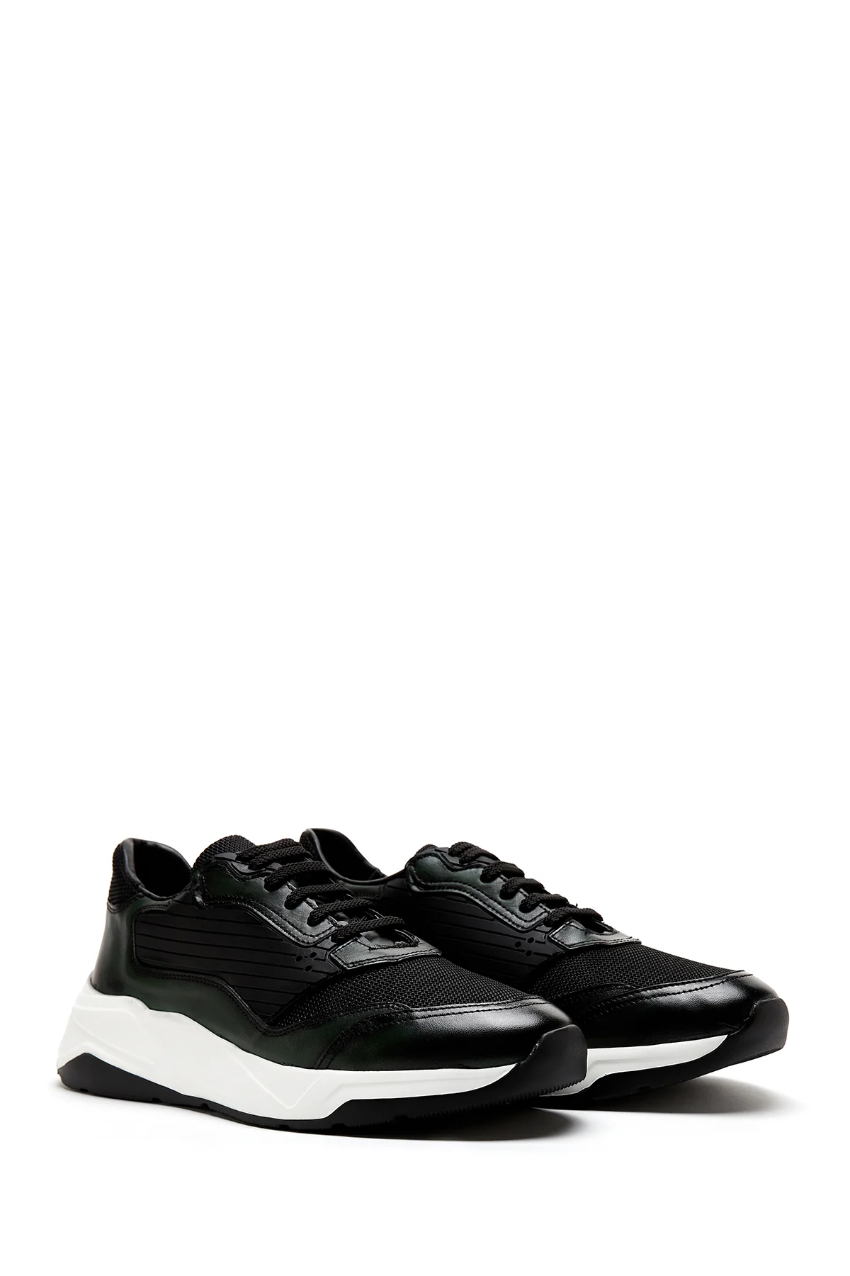 Erkek Yeşil Deri Sneaker - Image 3