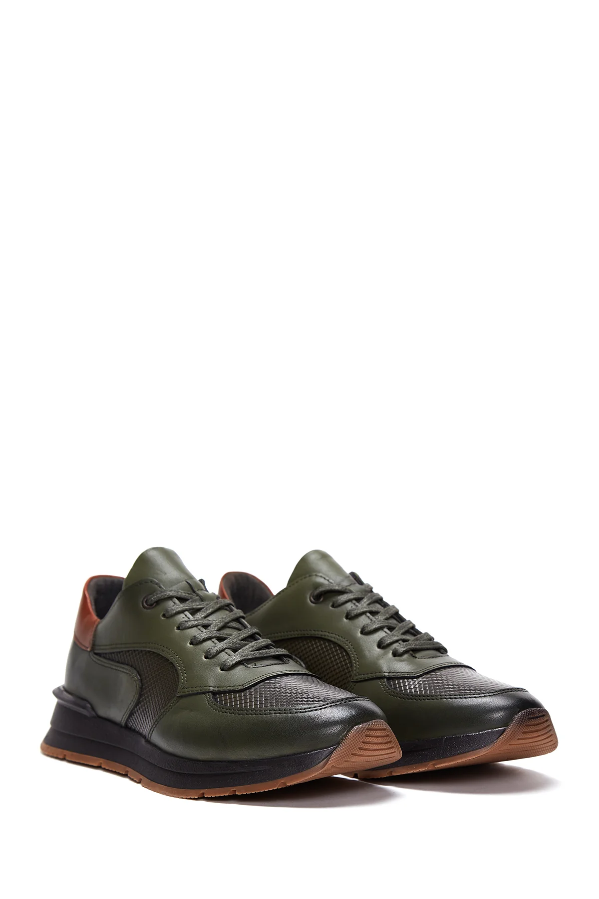 Erkek Yeşil Deri Sneaker - Image 3