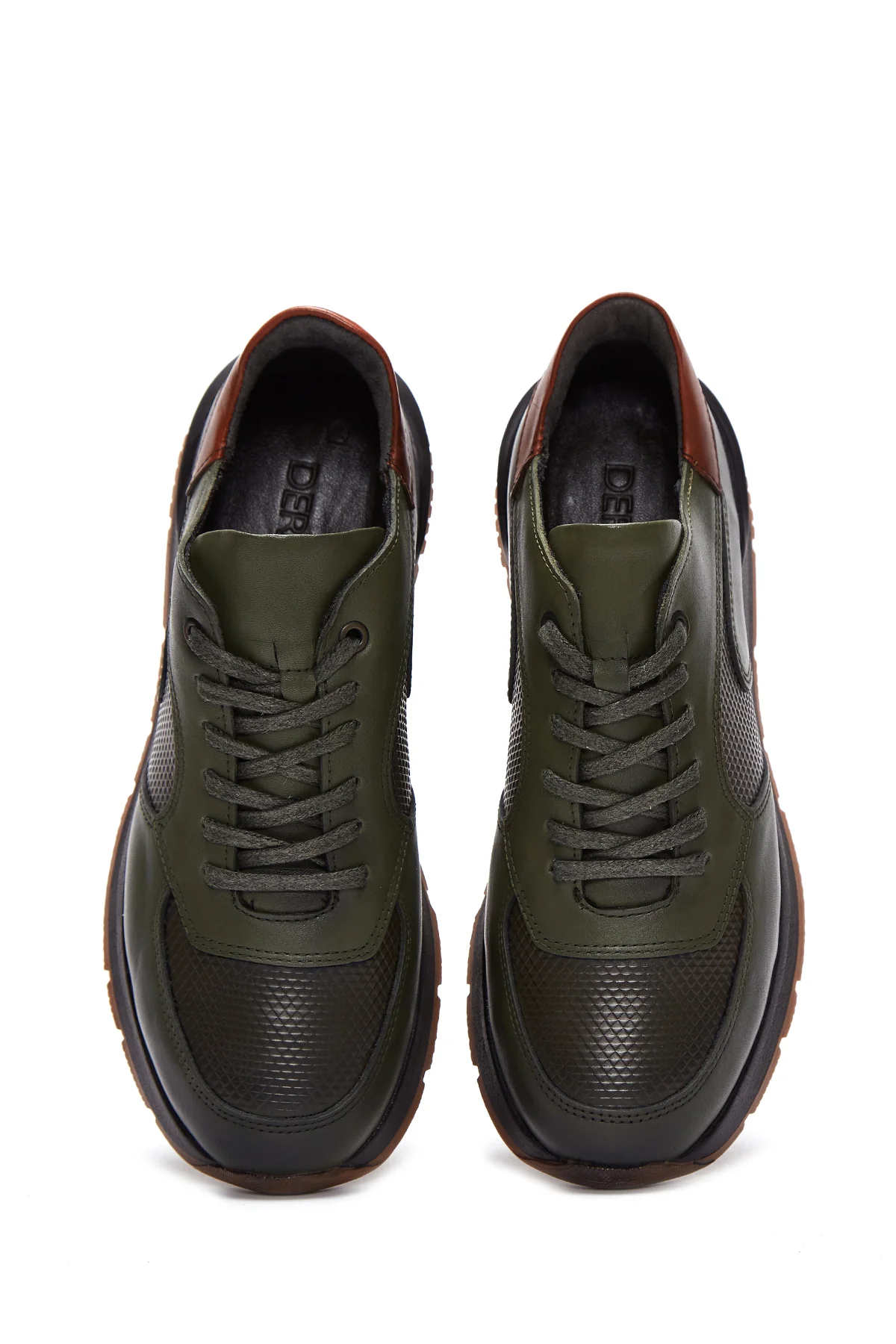 Erkek Yeşil Deri Sneaker - Image 6