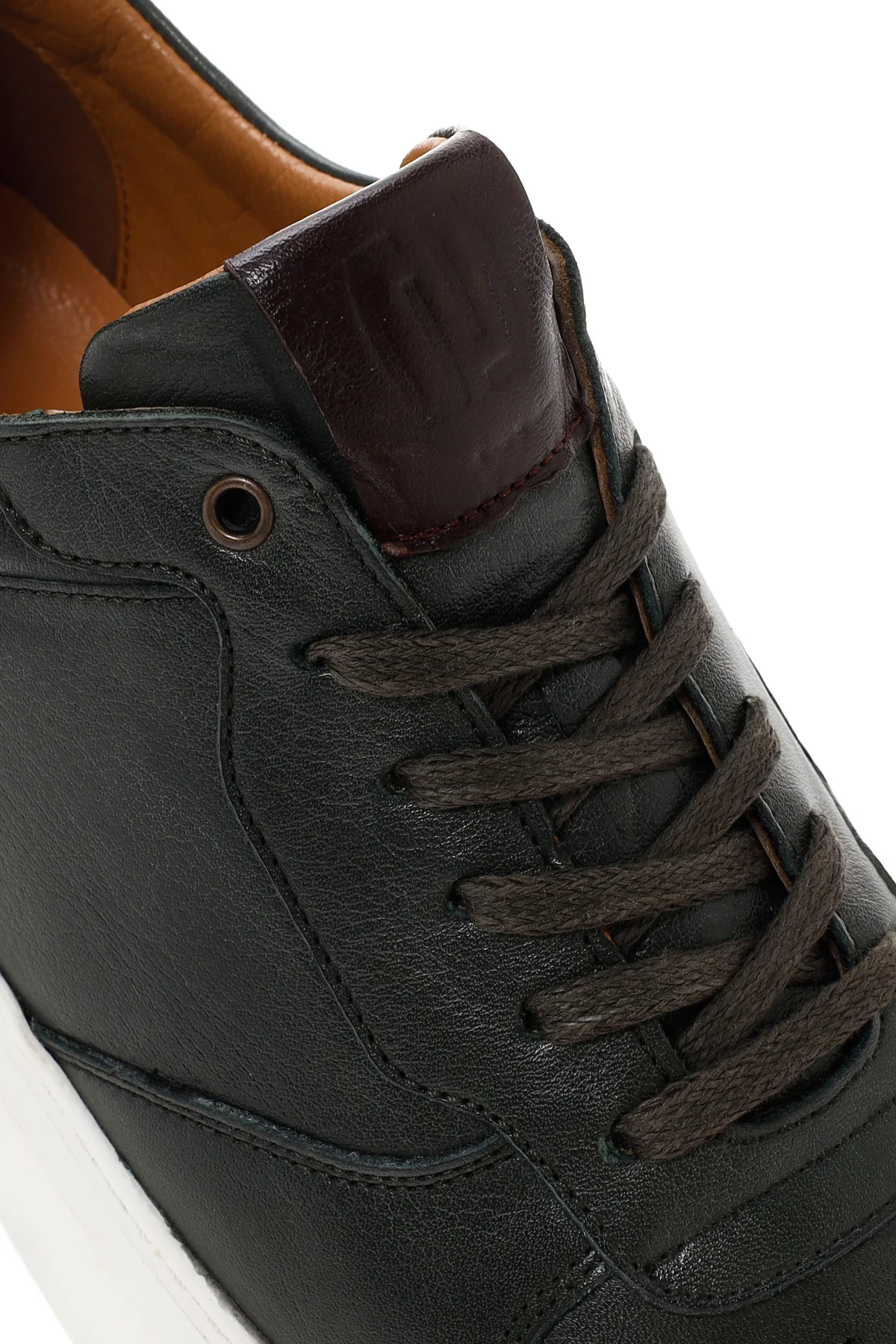 Erkek Yeşil Kalın Tabanlı Bağcıklı Deri Sneaker - Image 10
