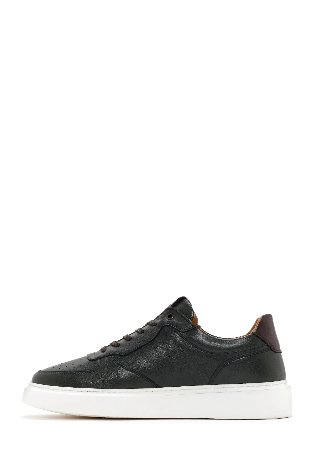 Erkek Yeşil Kalın Tabanlı Bağcıklı Deri Sneaker - Image 2