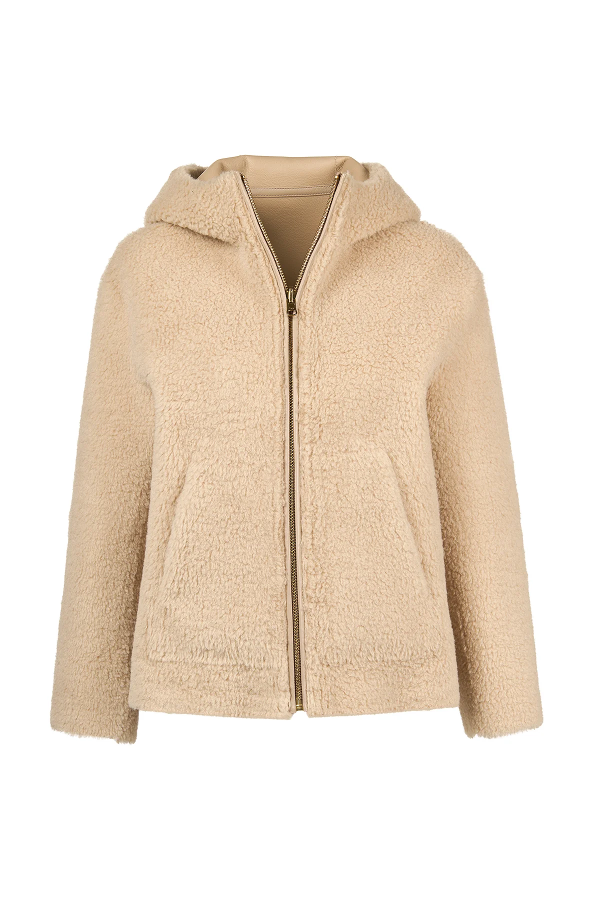 Gardena Kadın Bej Çift Taraflı Teddy Mont - Image 5