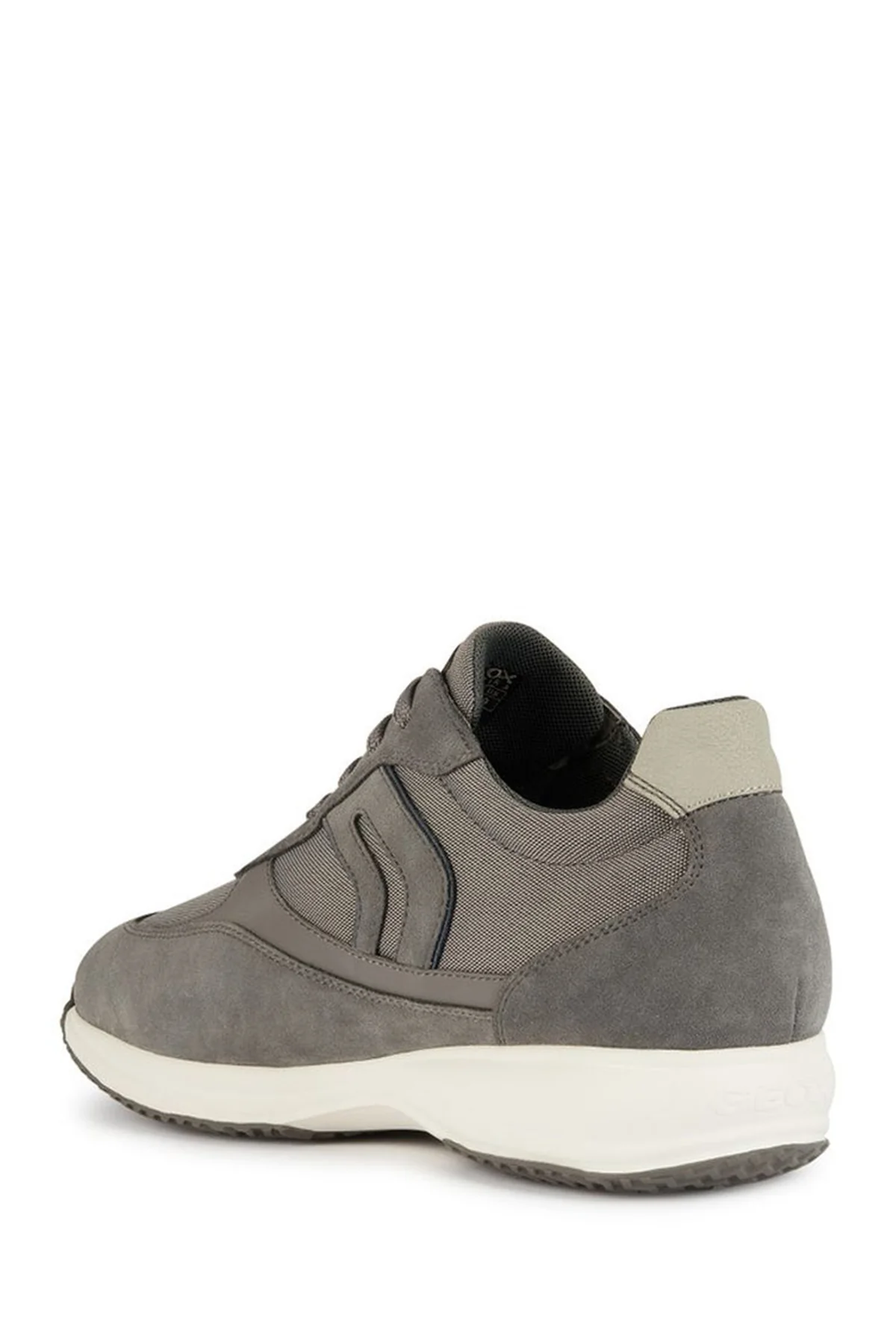 Geox Erkek Gri Happy Bağcıklı Süet Deri Sneaker - Image 4