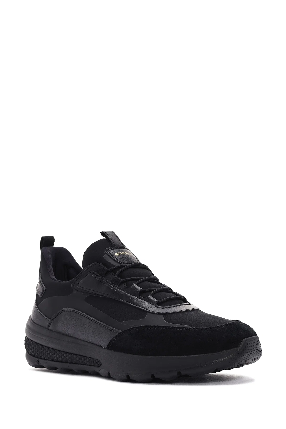 Geox Erkek Siyah Spherica Actif Bağcıklı Deri Sneaker - Image 6