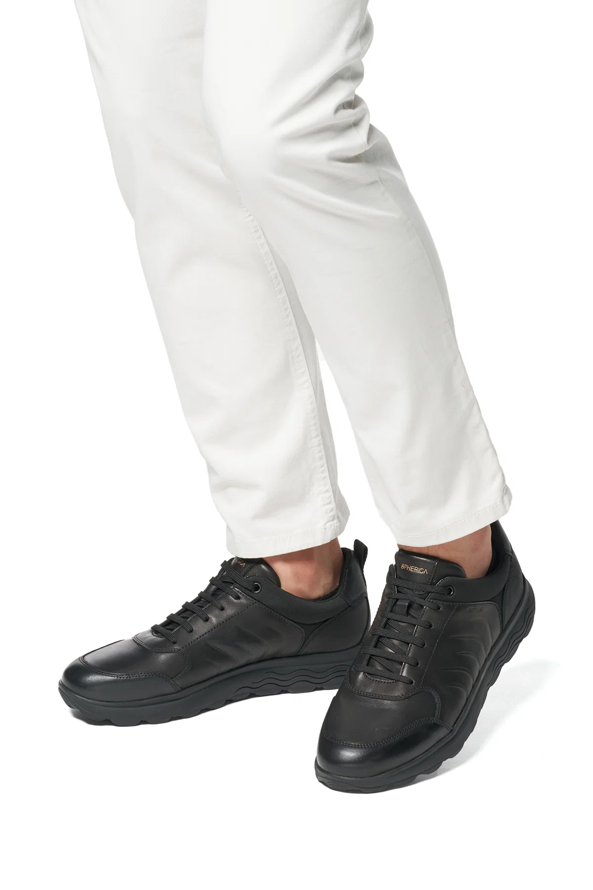 Geox Erkek Siyah Spherica Bağcıklı Deri Sneaker - Image 6