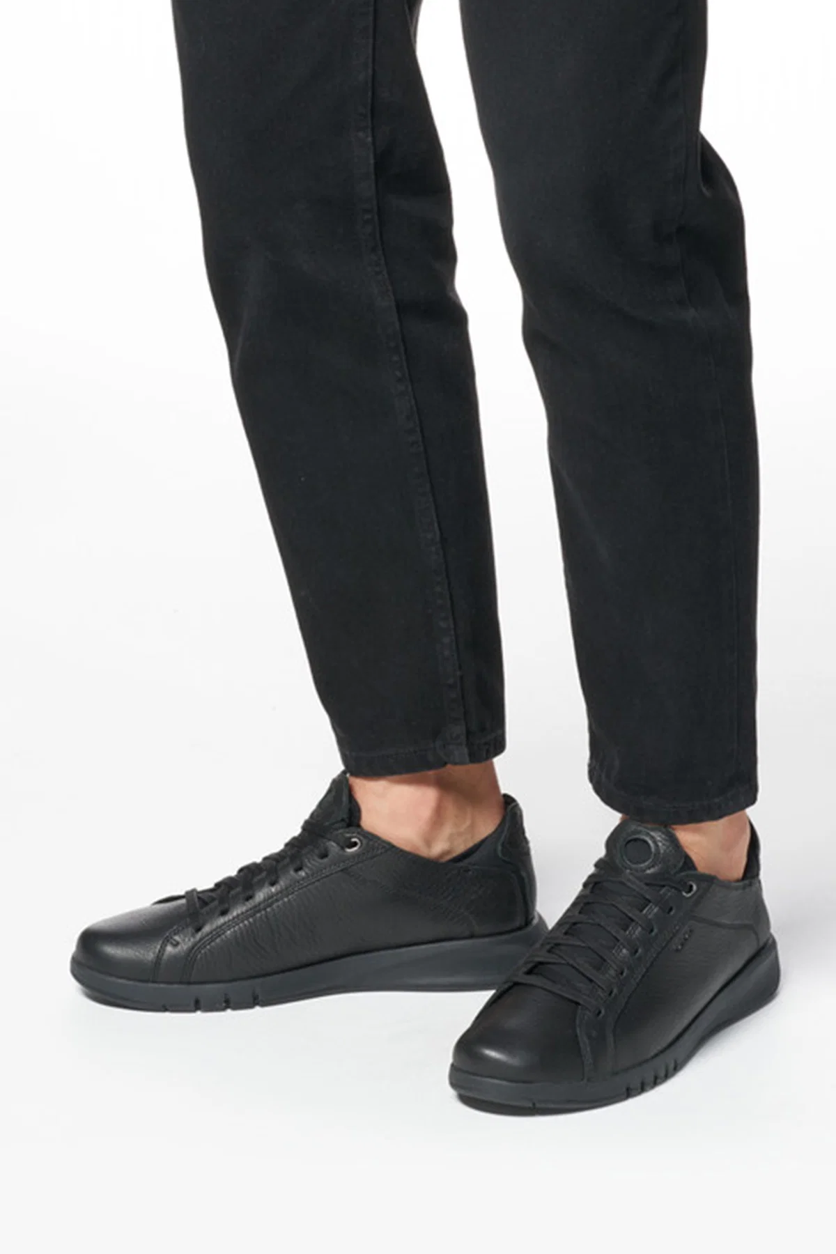 Geox Erkek Siyah U Aerantis A - Tumb Bağcıklı Deri Sneaker - Image 2