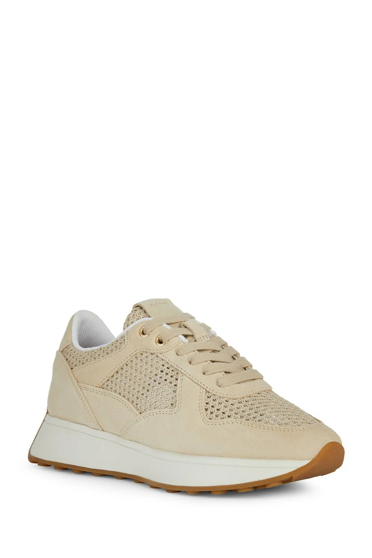 Geox Kadın Bej Amabel Bağcıklı Süet Deri Sneaker - Image 3