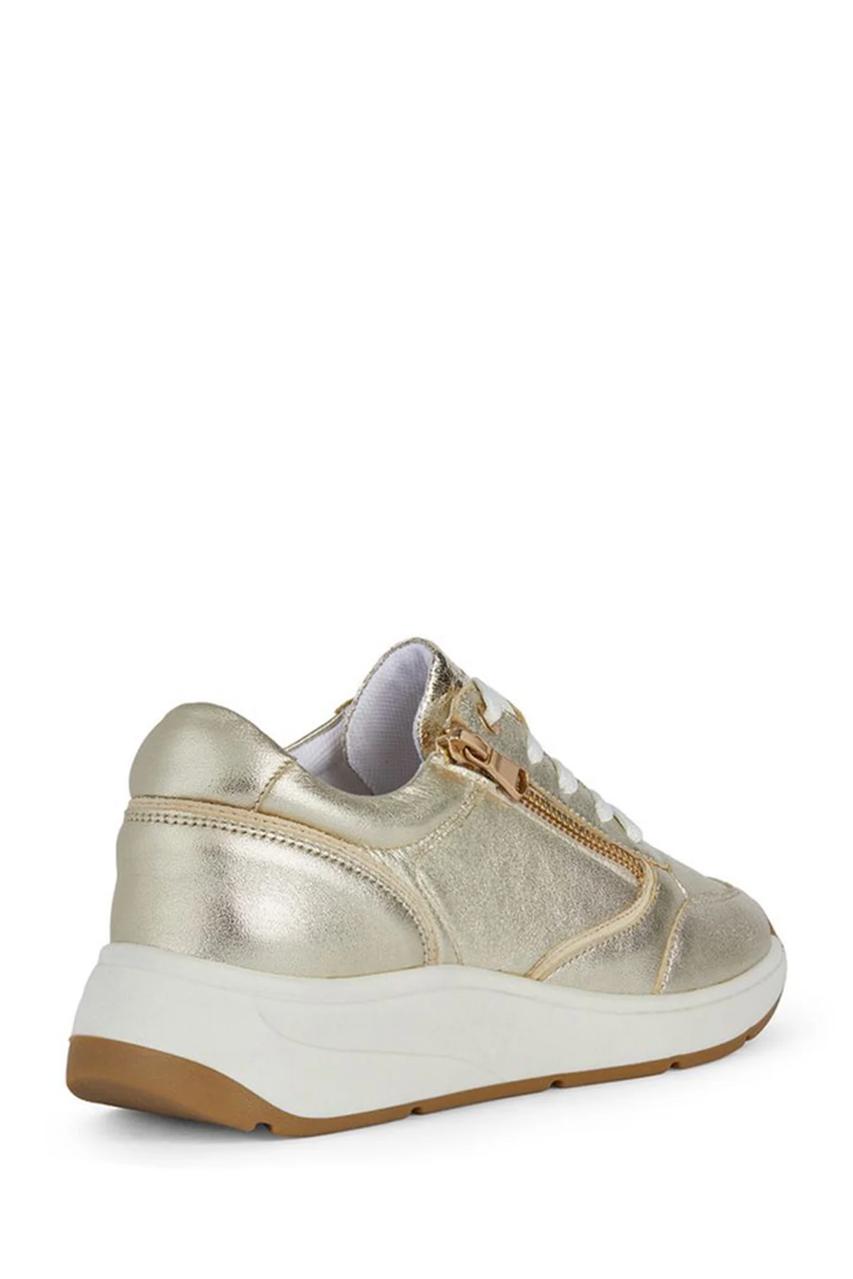 Geox Kadın Bej Cristael Bağcıklı Metalik Deri Sneaker - Image 2