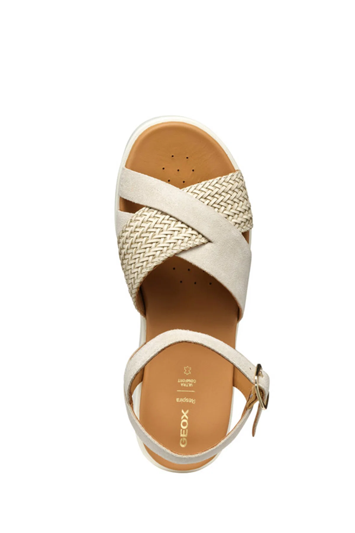 Geox Kadın Bej D Xand 2.2S A - Suede Bilekten Tokalı Dolgu Topuklu Deri Sandalet - Image 5