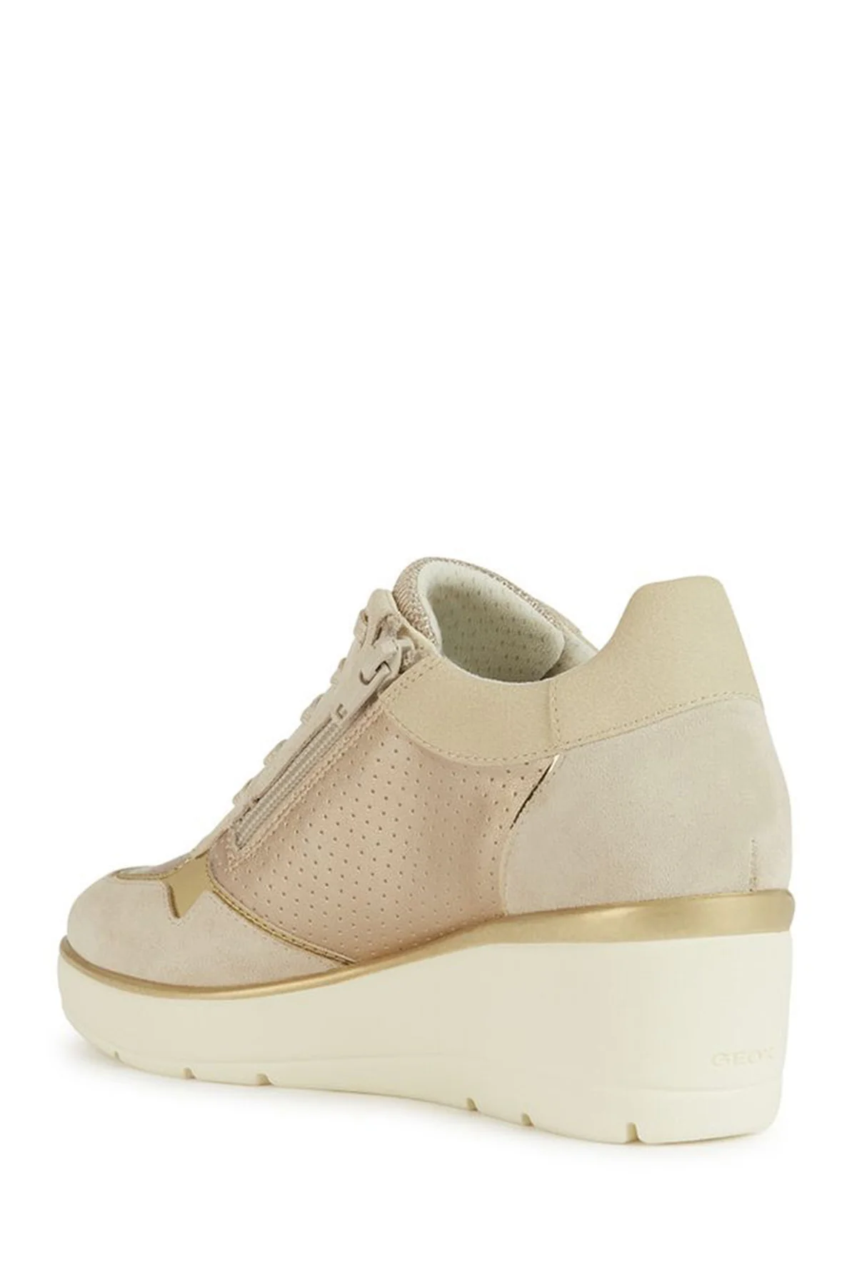 Geox Kadın Bej Ilde Kalın Tabanlı Bağcıklı Deri Sneaker - Image 4