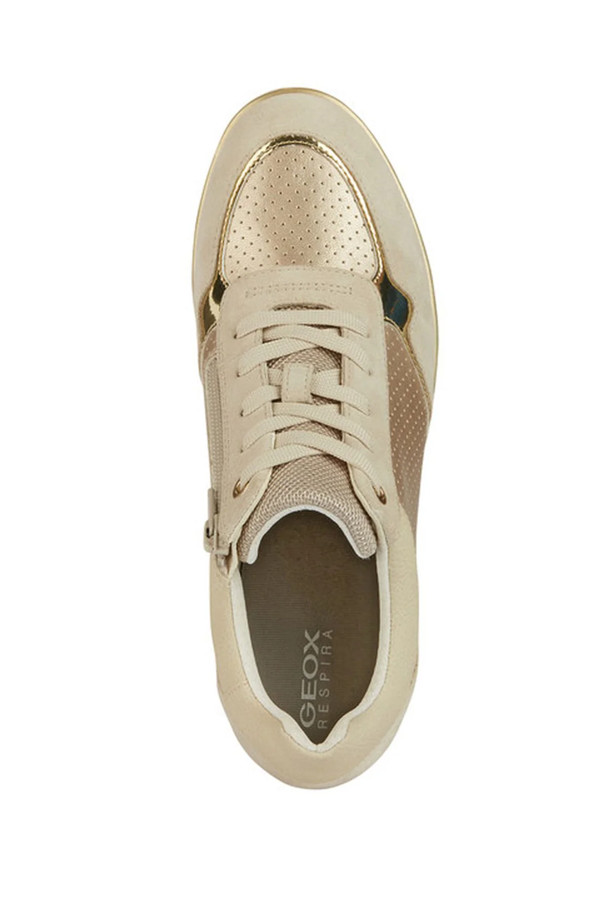 Geox Kadın Bej Ilde Kalın Tabanlı Bağcıklı Deri Sneaker - Image 5