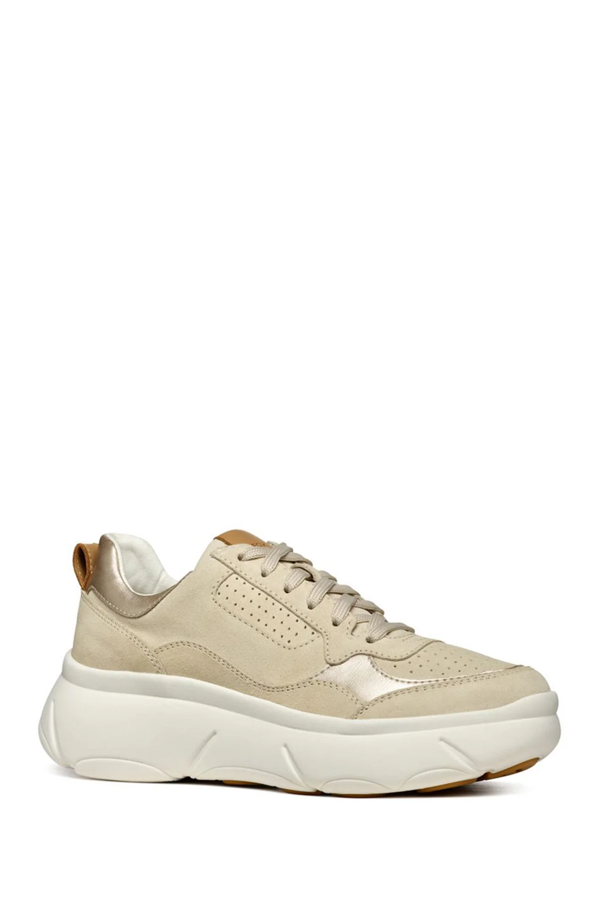 Geox Kadın Bej Nebula 2.0 X Kalın Tabanlı Bağcıklı Deri Sneaker - Image 3
