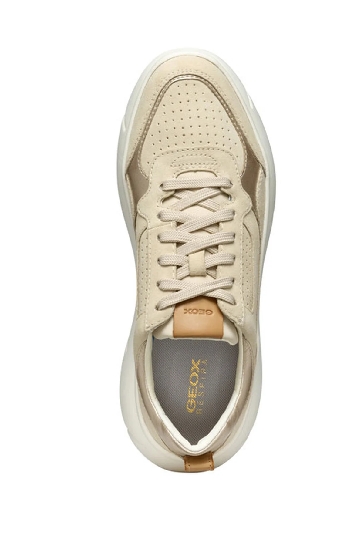 Geox Kadın Bej Nebula 2.0 X Kalın Tabanlı Bağcıklı Deri Sneaker - Image 5