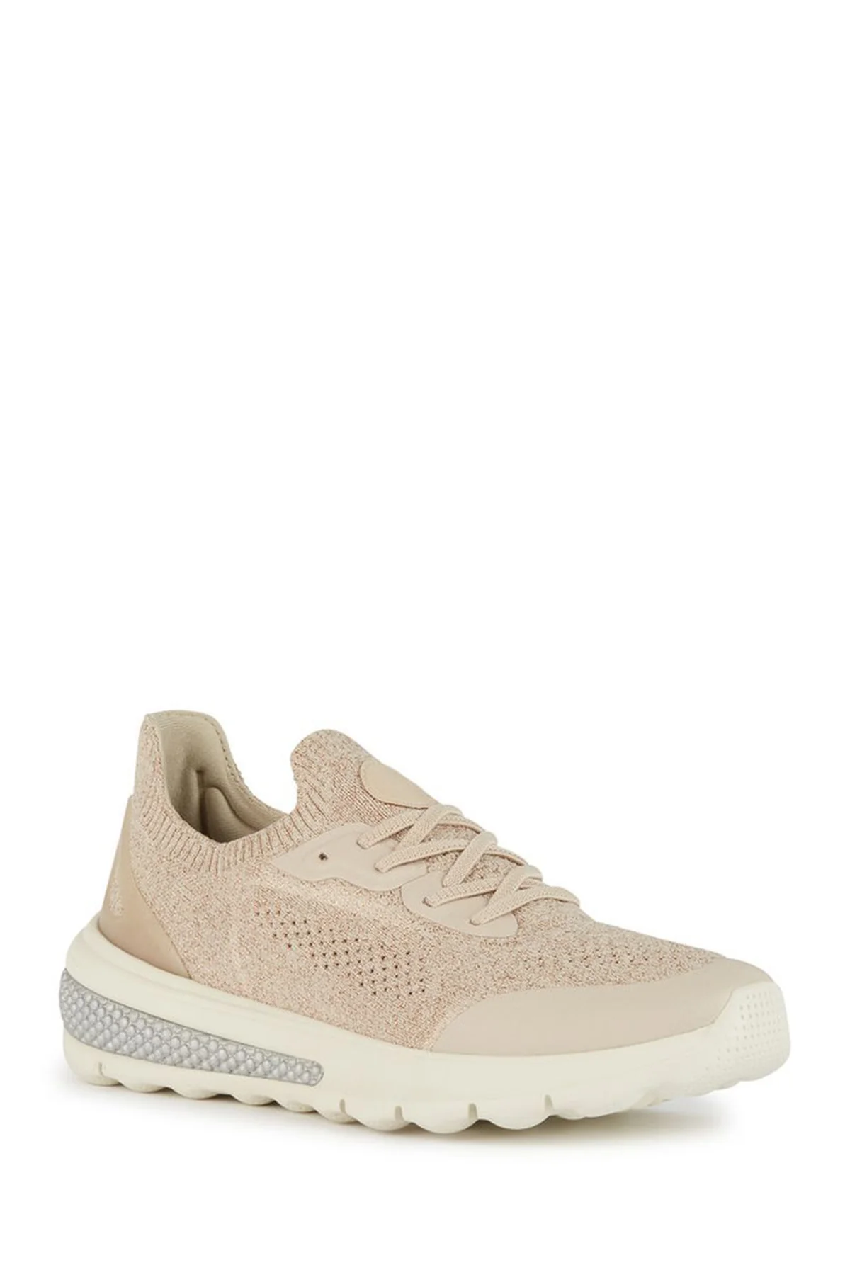 Geox Kadın Bej Spherica Actif Kalın Tabanlı Bağcıklı Kumaş Sneaker - Image 3