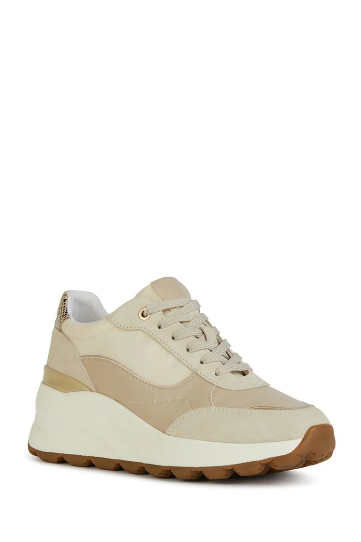 Geox Kadın Bej Spherica Ec11 Kalın Tabanlı Bağcıklı Deri Sneaker - Image 3