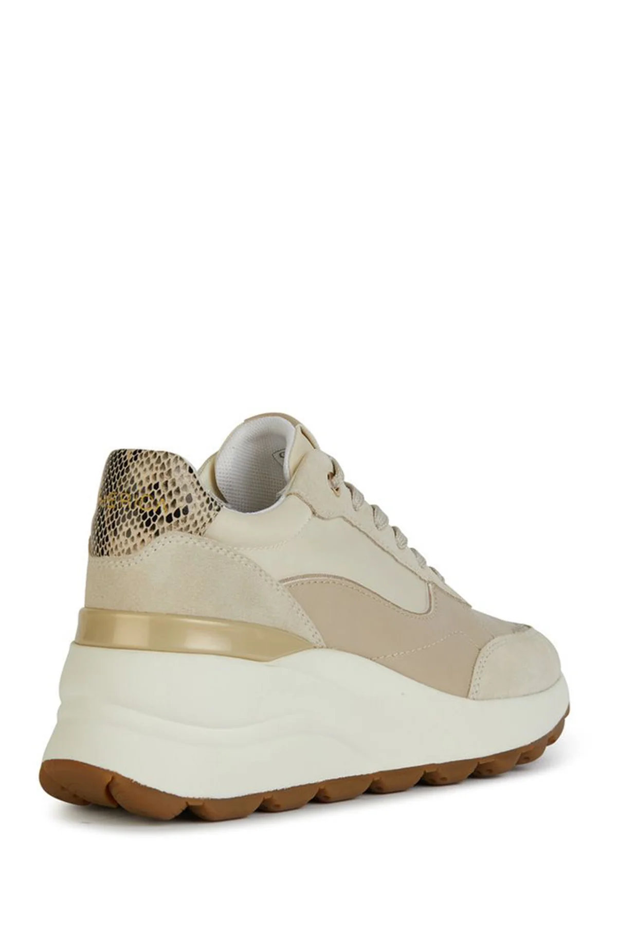 Geox Kadın Bej Spherica Ec11 Kalın Tabanlı Bağcıklı Deri Sneaker - Image 4