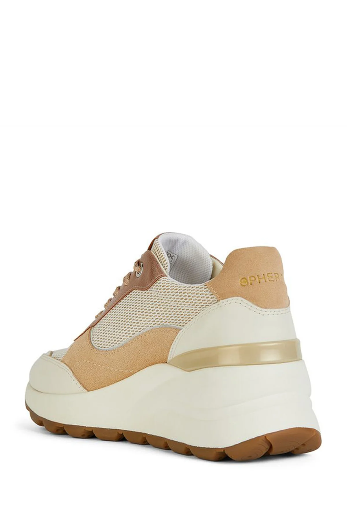 Geox Kadın Bej Spherica Ec13 Kalın Tabanlı Bağcıklı Deri Sneaker - Image 2